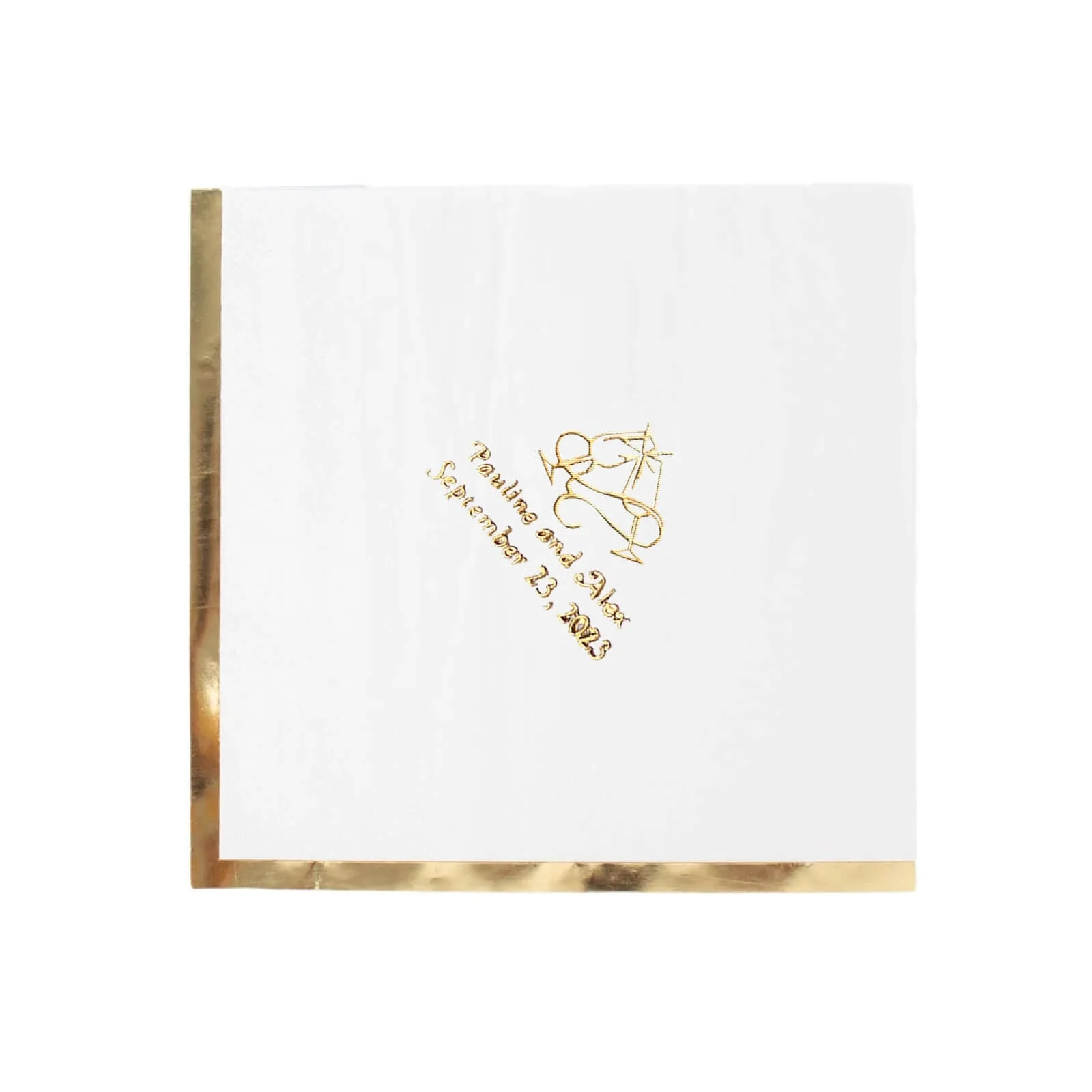 100-Pack Paper Cocktail Napkins 2-Ply Personalized Large Emblem with Gold Foil Edge 13"x13" - Custom Dinner Napkins - Image 14