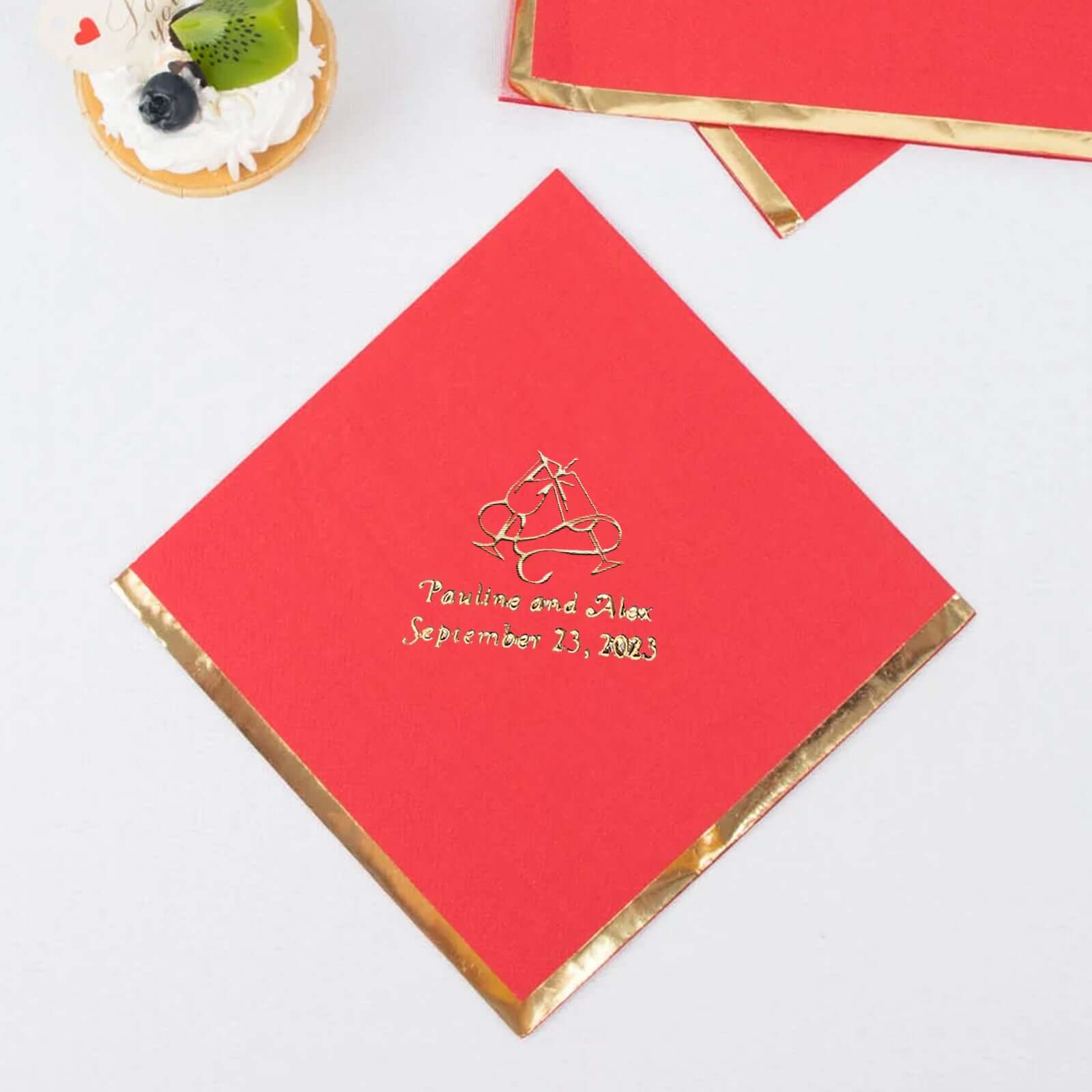 100-Pack Paper Cocktail Napkins 2-Ply Personalized Large Emblem with Gold Foil Edge 13"x13" - Custom Dinner Napkins - Image 9