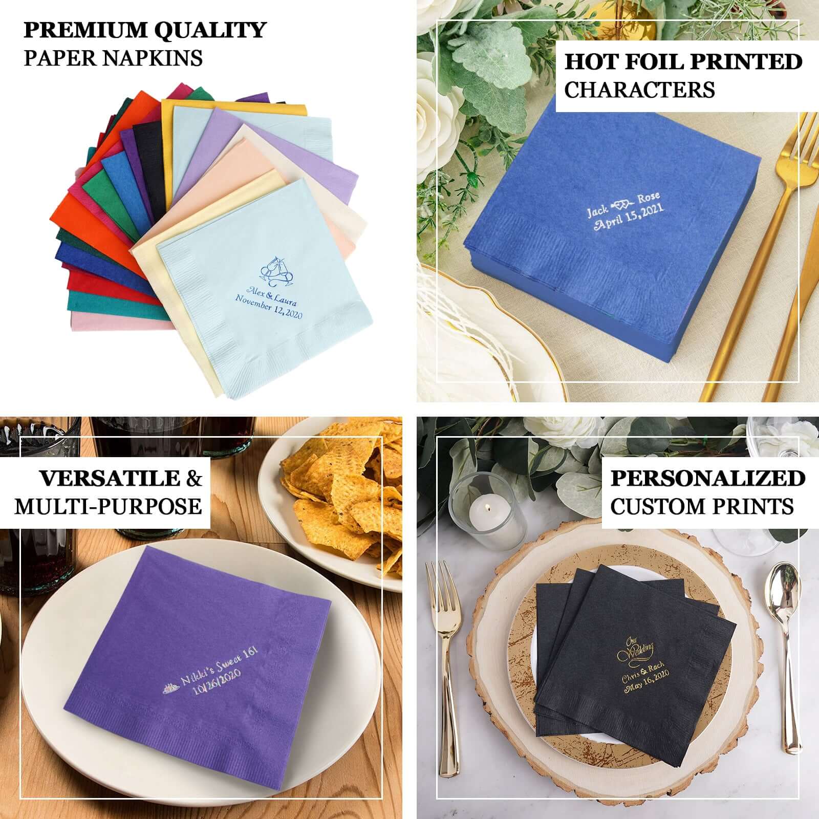 100-Pack Paper Cocktail Napkins Personalized Monogram - Custom Napkins for Parties - Image 4