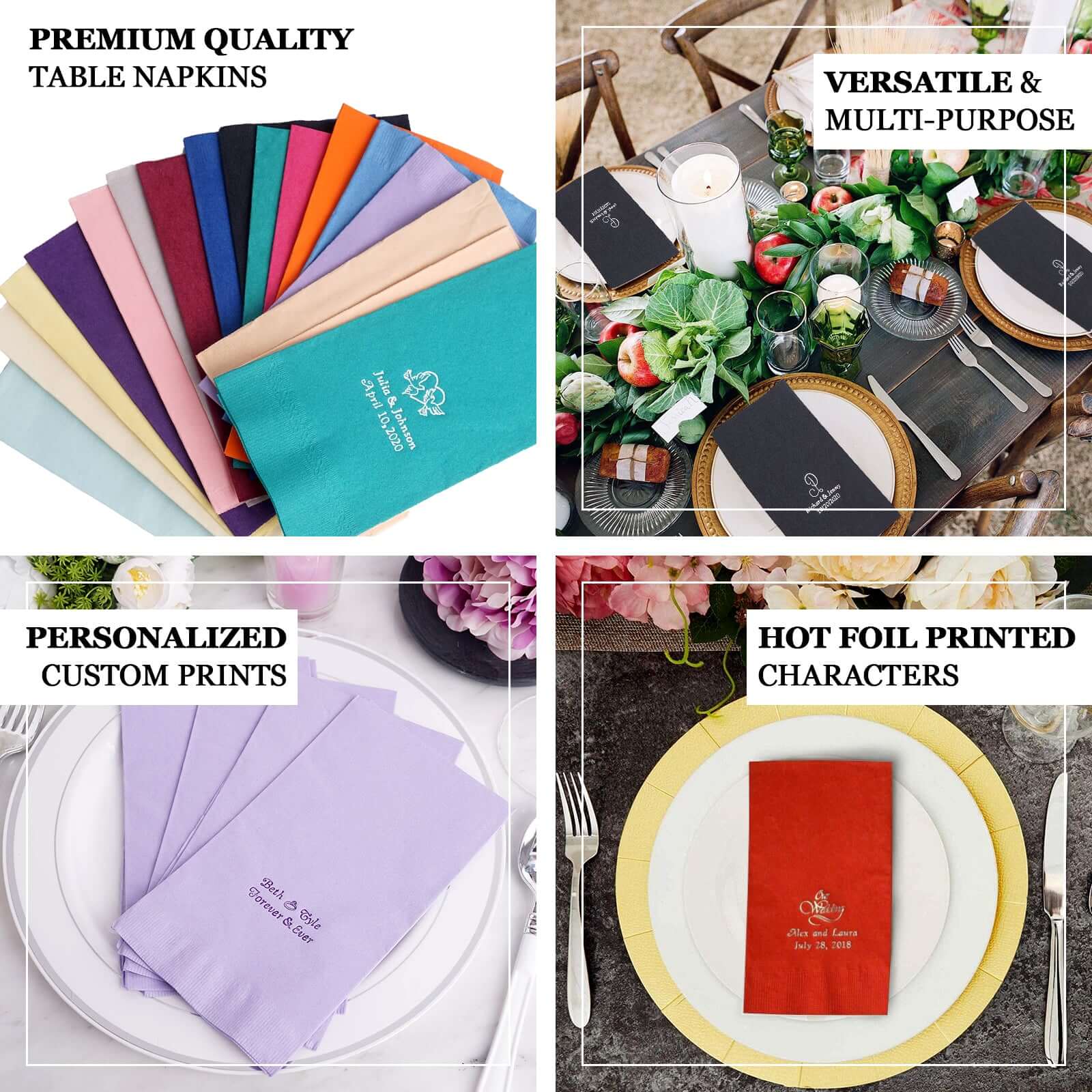 100-Pack Paper Dinner Napkins Personalized Large Emblem - Custom Wedding Napkins for Events - Image 4