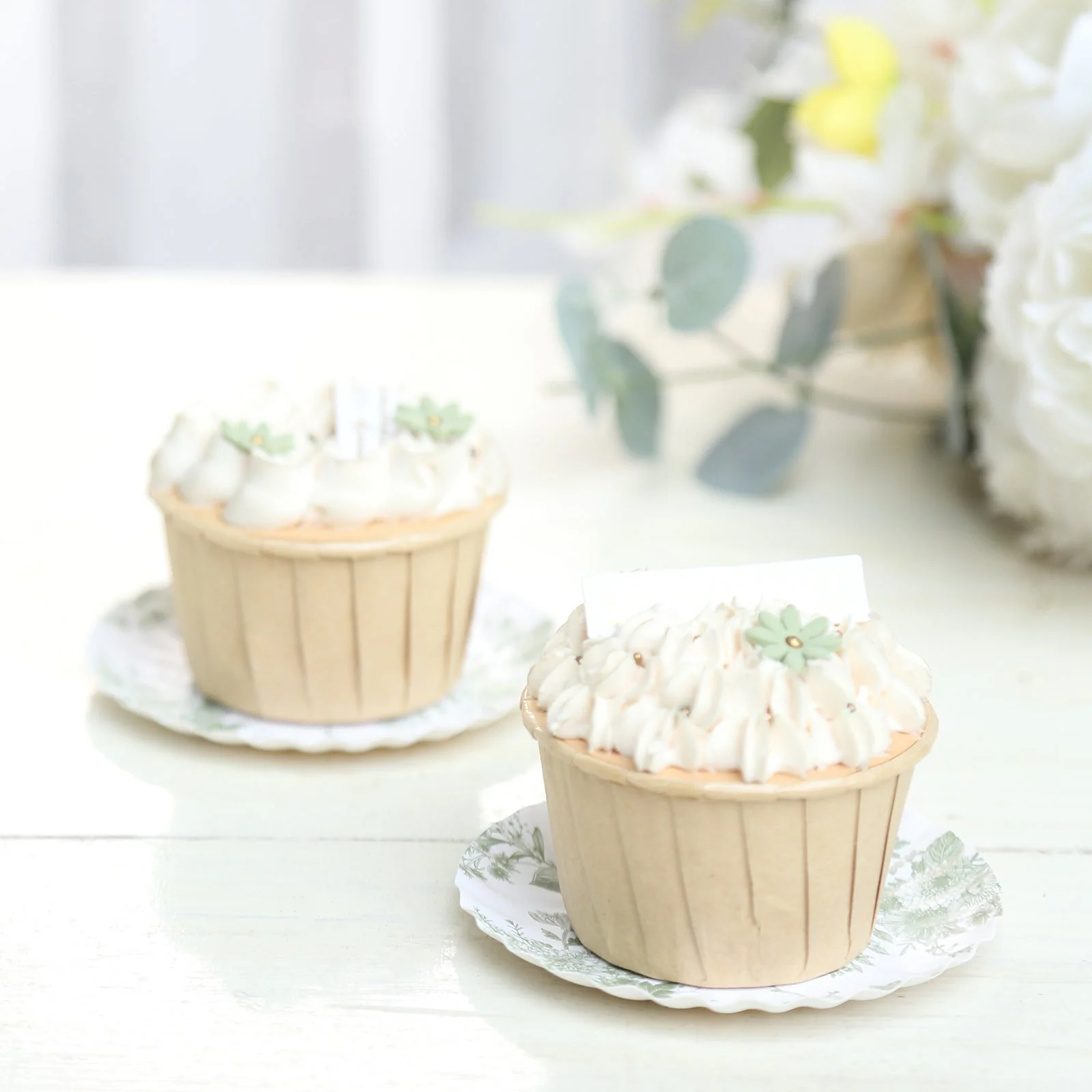 100-Pack Paper Round Plates 3.5" White with Sage Green French Toile Design & Scalloped Rim - 250GSM Disposable Mini Dessert Party Plates - Image 10