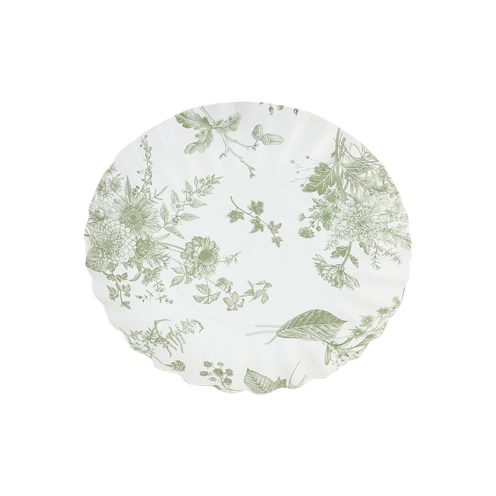 100-Pack Paper Round Plates 3.5" White with Sage Green French Toile Design & Scalloped Rim - 250GSM Disposable Mini Dessert Party Plates - Image 7
