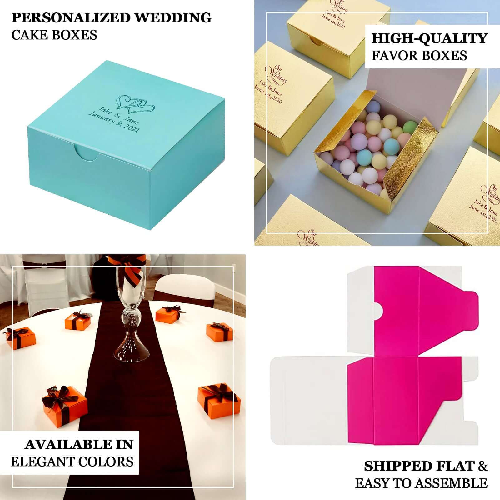 100 Pack Personalized Mini Cake Wedding Favor Gift Boxes 4"x4"x2" - Image 4