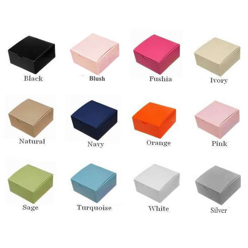 100 Pack Personalized Mini Cake Wedding Favor Gift Boxes With Large Emblem 4"x4"x2" - Image 3