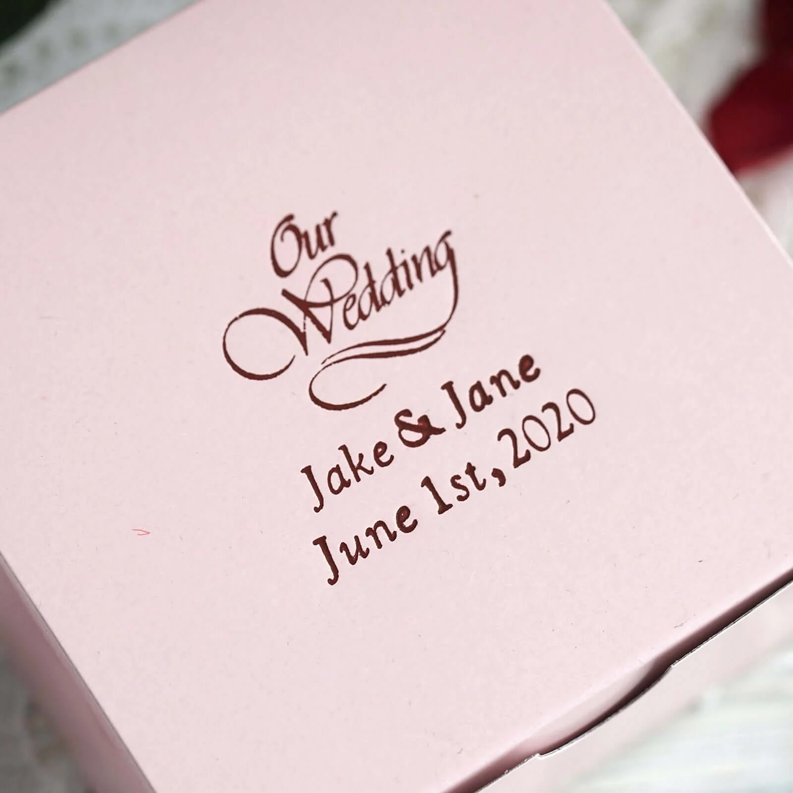 100 Pack Personalized Mini Cake Wedding Favor Gift Boxes With Large Emblem 4"x4"x2" - Image 6