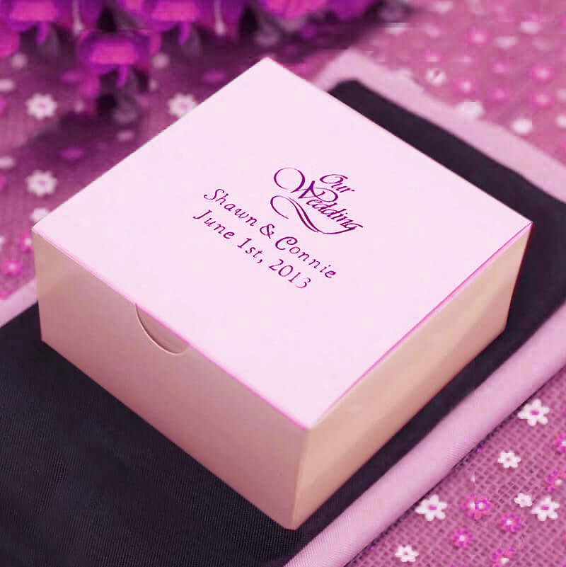 100 Pack Personalized Mini Cake Wedding Favor Gift Boxes With Large Emblem 4"x4"x2" - Image 8