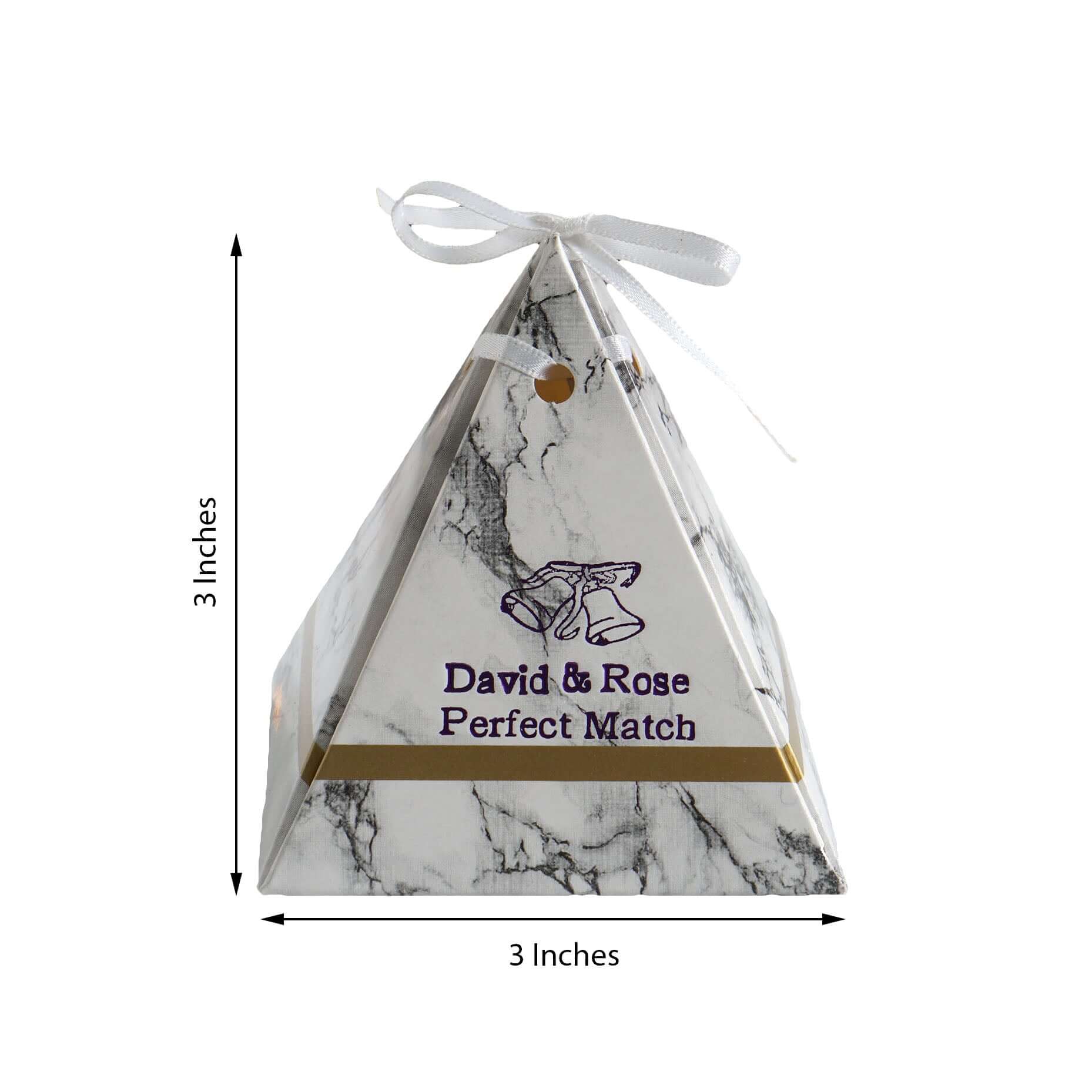 100 Pack Personalized Pyramid Shaped Wedding Favor Party Gift Boxes With Satin Ribbon Tie - Image 5
