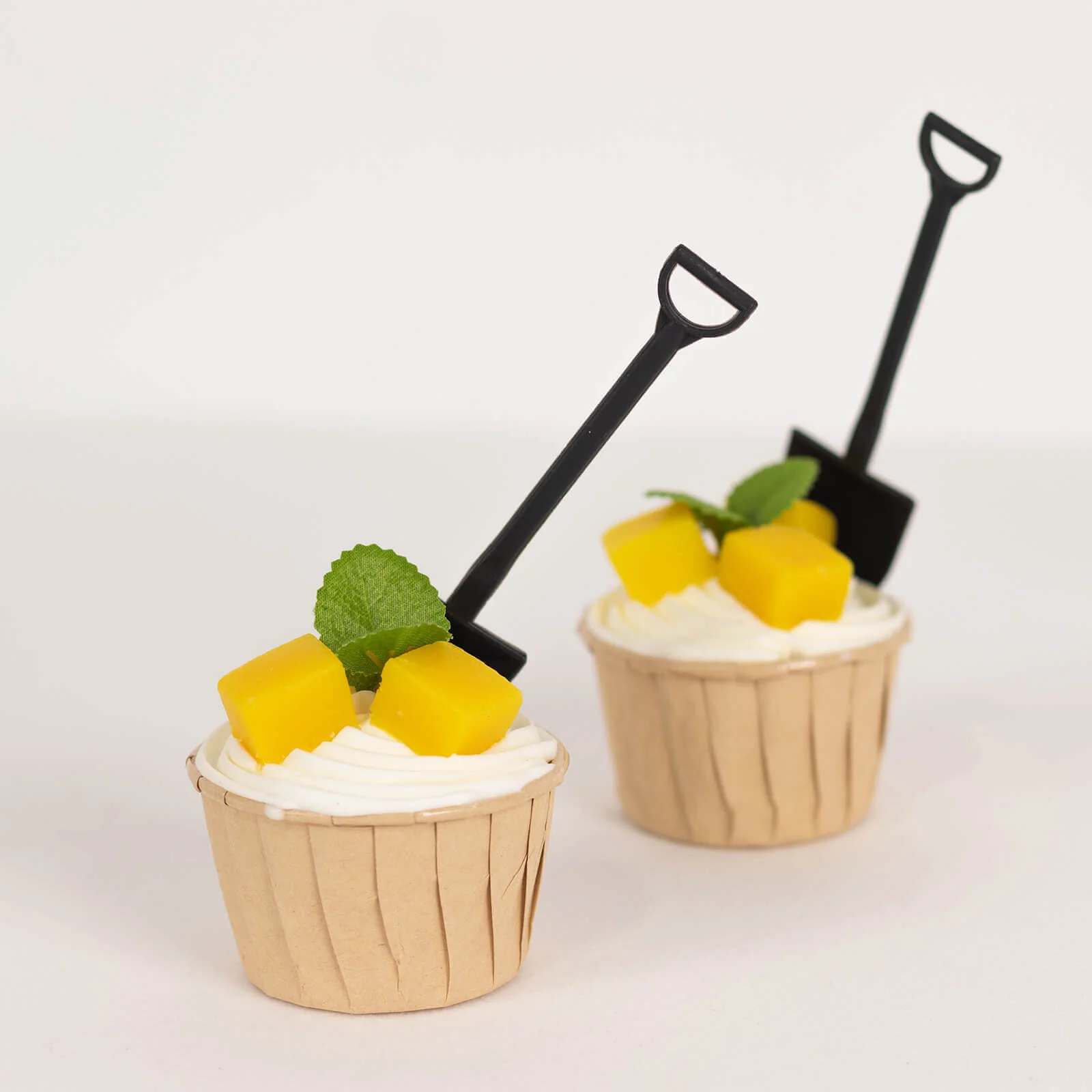 100-Pack Plastic Dessert Spoons 4.5" Black Mini Shovel Design - Disposable Ice Cream Spoons - Image 2