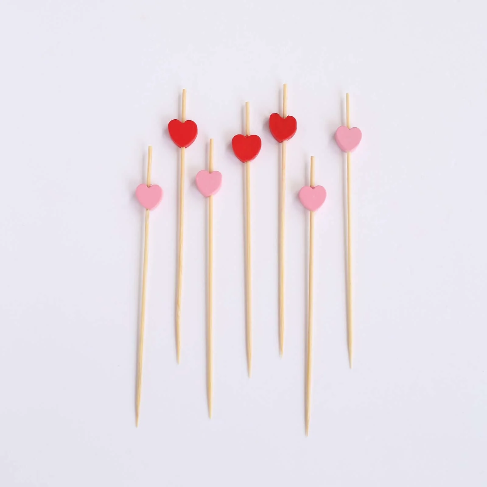 100-Pack Red/Pink Bamboo Skewers 5", Heart Design Biodegradable Cocktail Sticks - Eco Friendly Fruit Appetizer Party Picks - Image 11