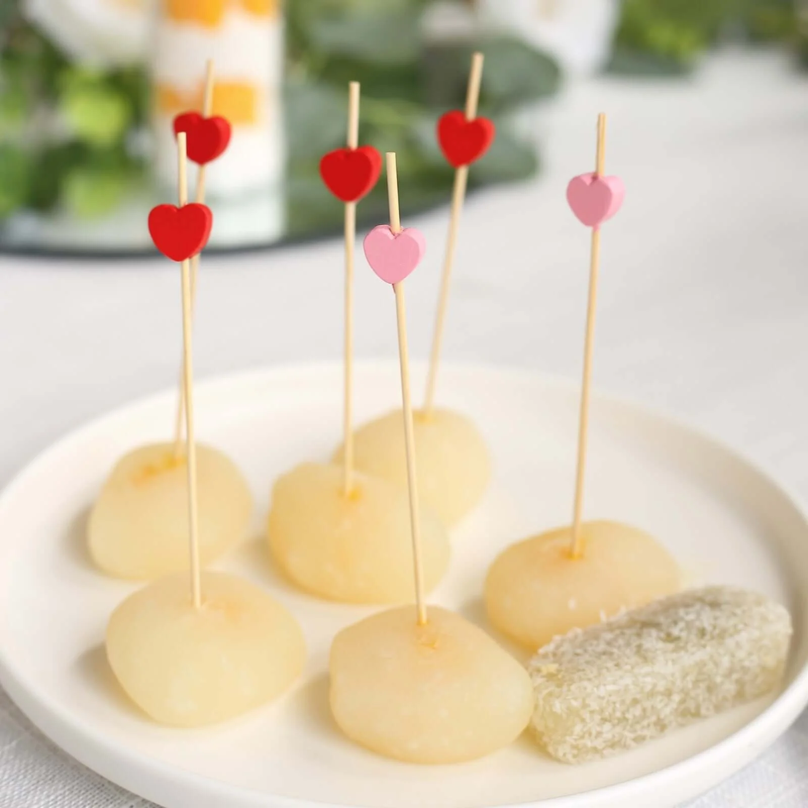 100-Pack Red/Pink Bamboo Skewers 5", Heart Design Biodegradable Cocktail Sticks - Eco Friendly Fruit Appetizer Party Picks - Image 6