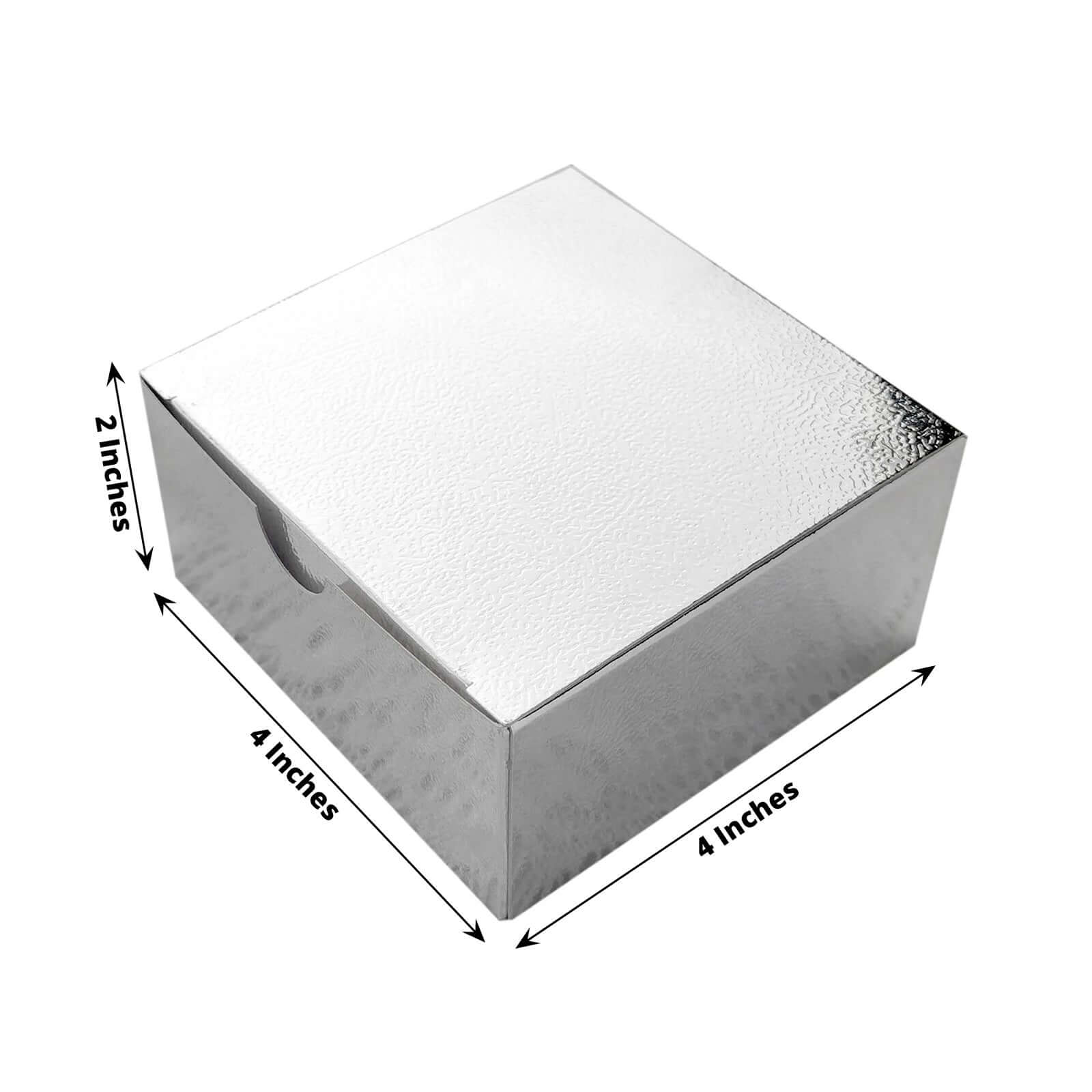 100 Pack Silver Cake Cupcake Party Favor Gift Boxes, DIY 4"x4"x2" - Image 3