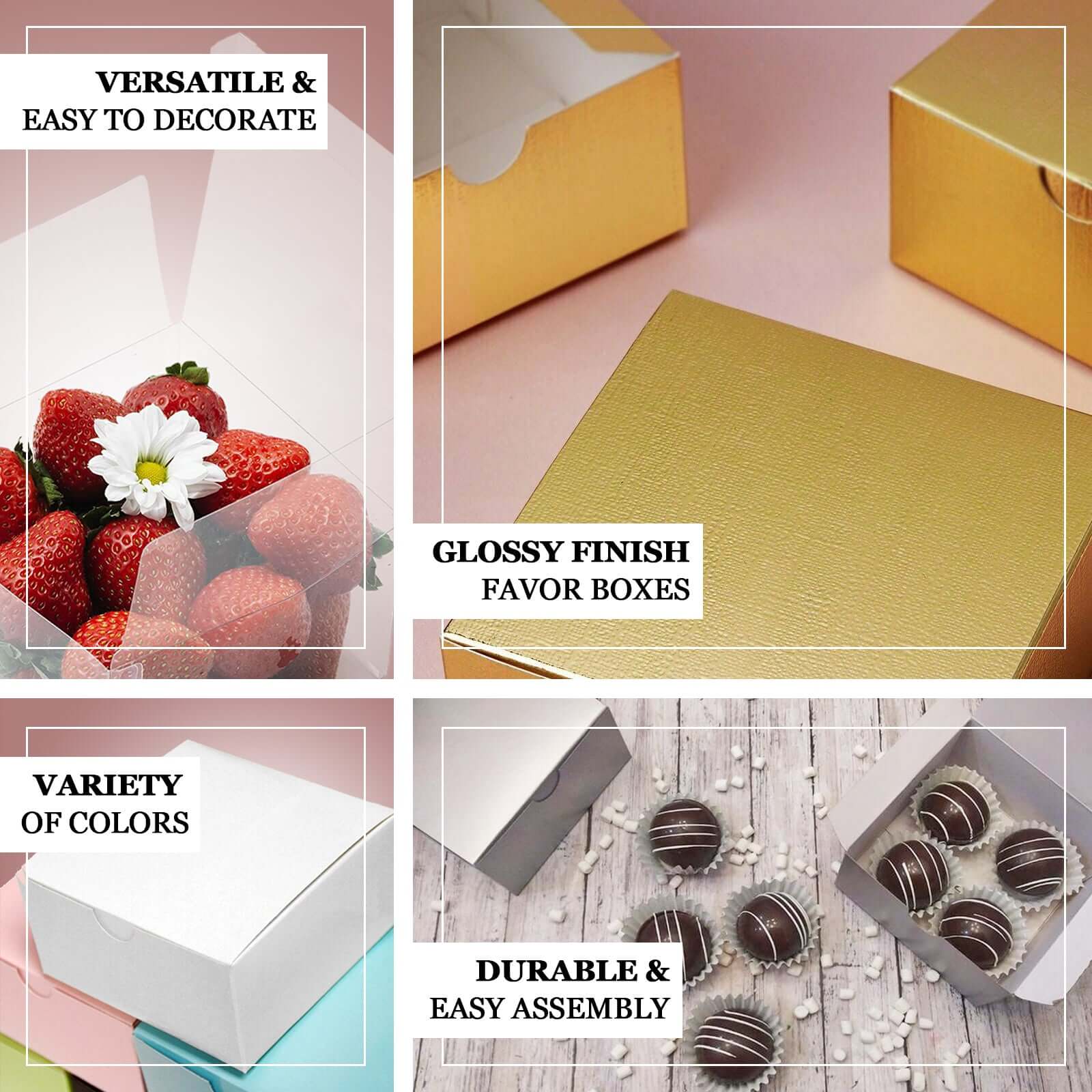 100 Pack Silver Cake Cupcake Party Favor Gift Boxes, DIY 4"x4"x2" - Image 4