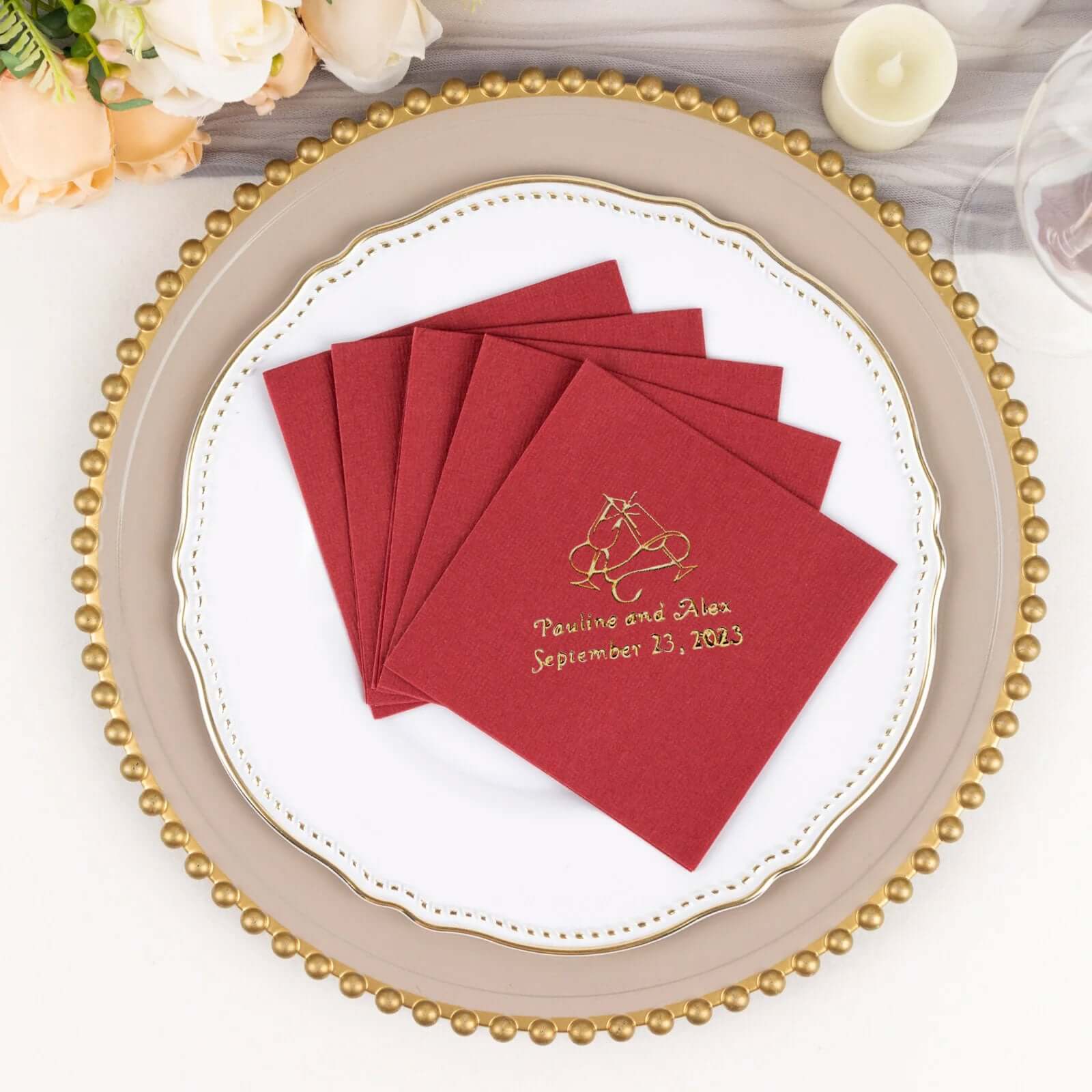 100-Pack Soft Airlaid Paper Beverage Napkins Personalized Large Emblem - Highly Absorbent Custom Napkins - Image 10