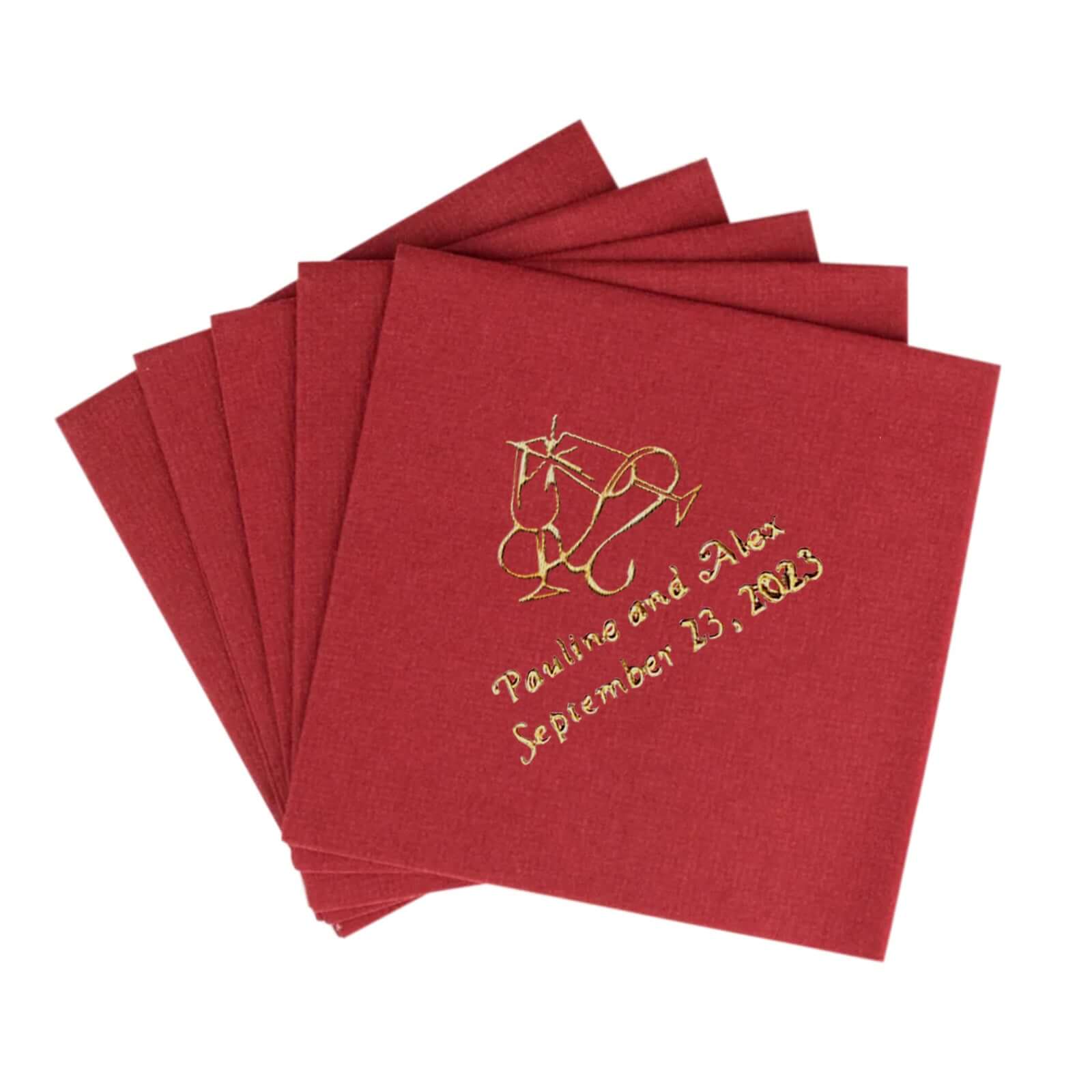 100-Pack Soft Airlaid Paper Beverage Napkins Personalized Large Emblem - Highly Absorbent Custom Napkins - Image 11