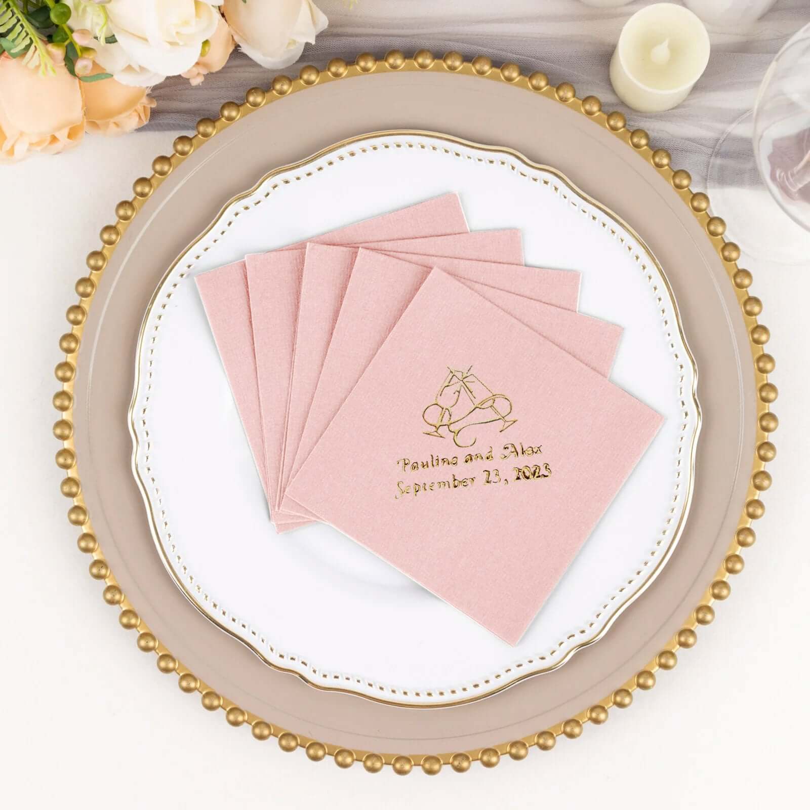 100-Pack Soft Airlaid Paper Beverage Napkins Personalized Large Emblem - Highly Absorbent Custom Napkins - Image 4