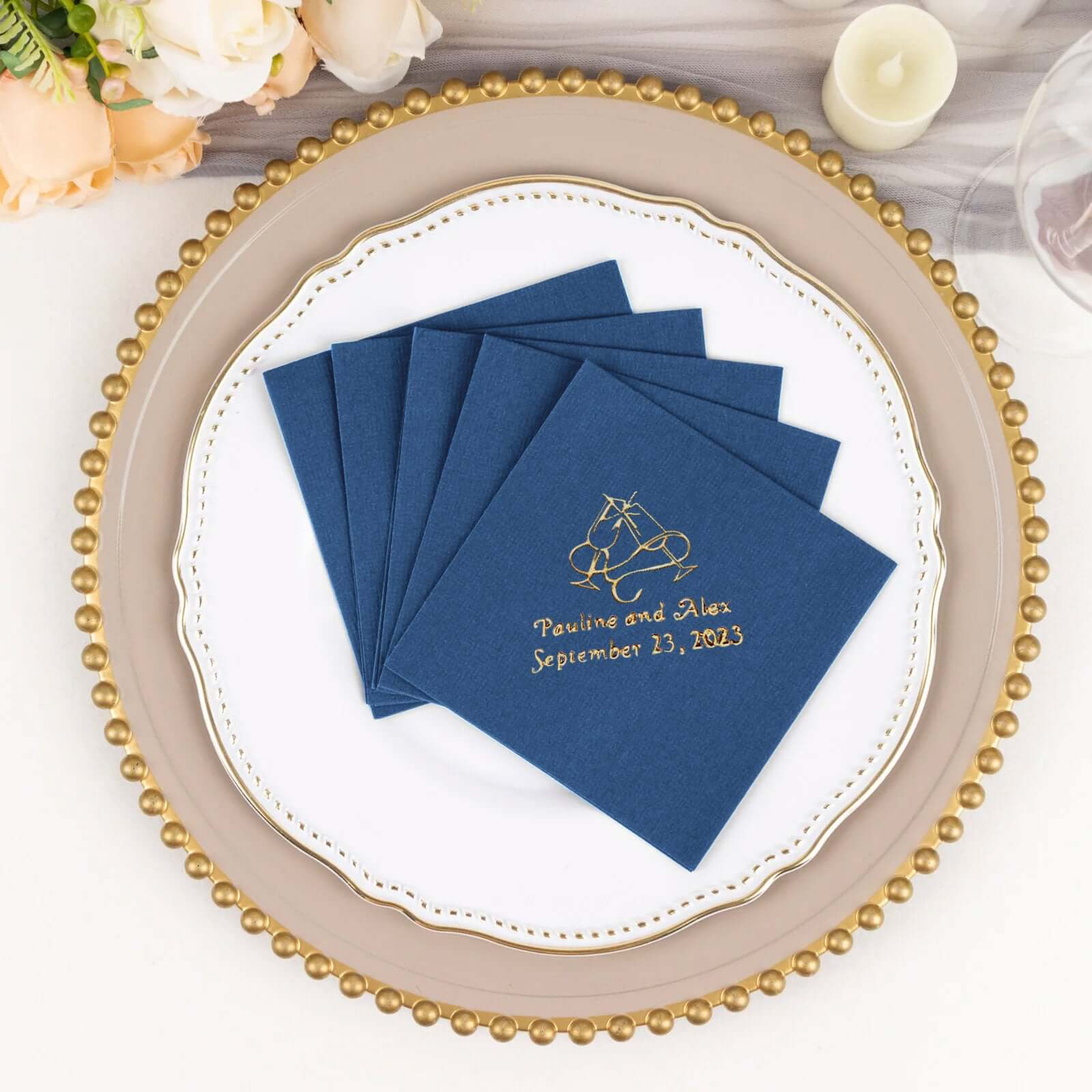 100-Pack Soft Airlaid Paper Beverage Napkins Personalized Large Emblem - Highly Absorbent Custom Napkins - Image 7