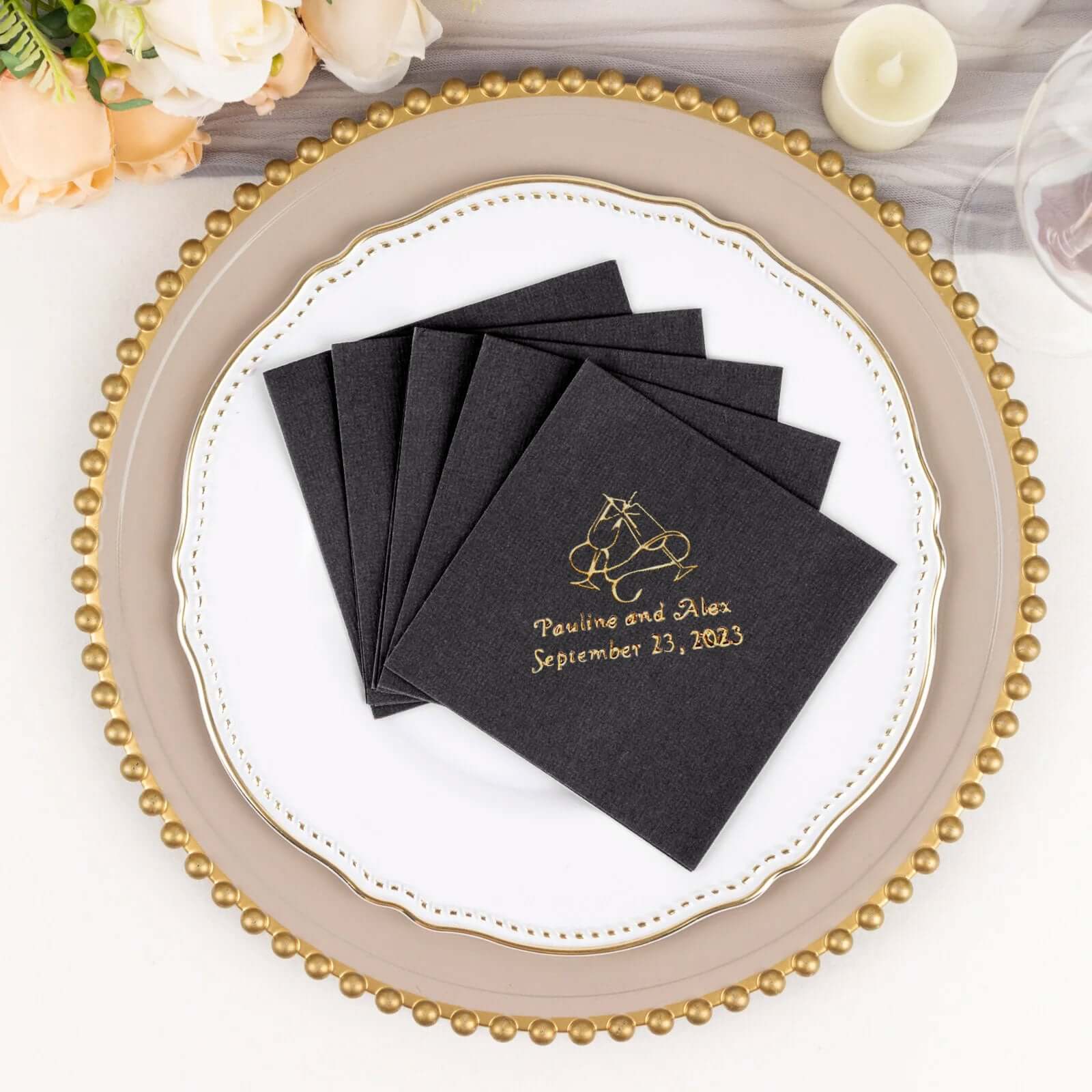 100-Pack Soft Airlaid Paper Beverage Napkins Personalized Large Emblem - Highly Absorbent Custom Napkins - Image 8