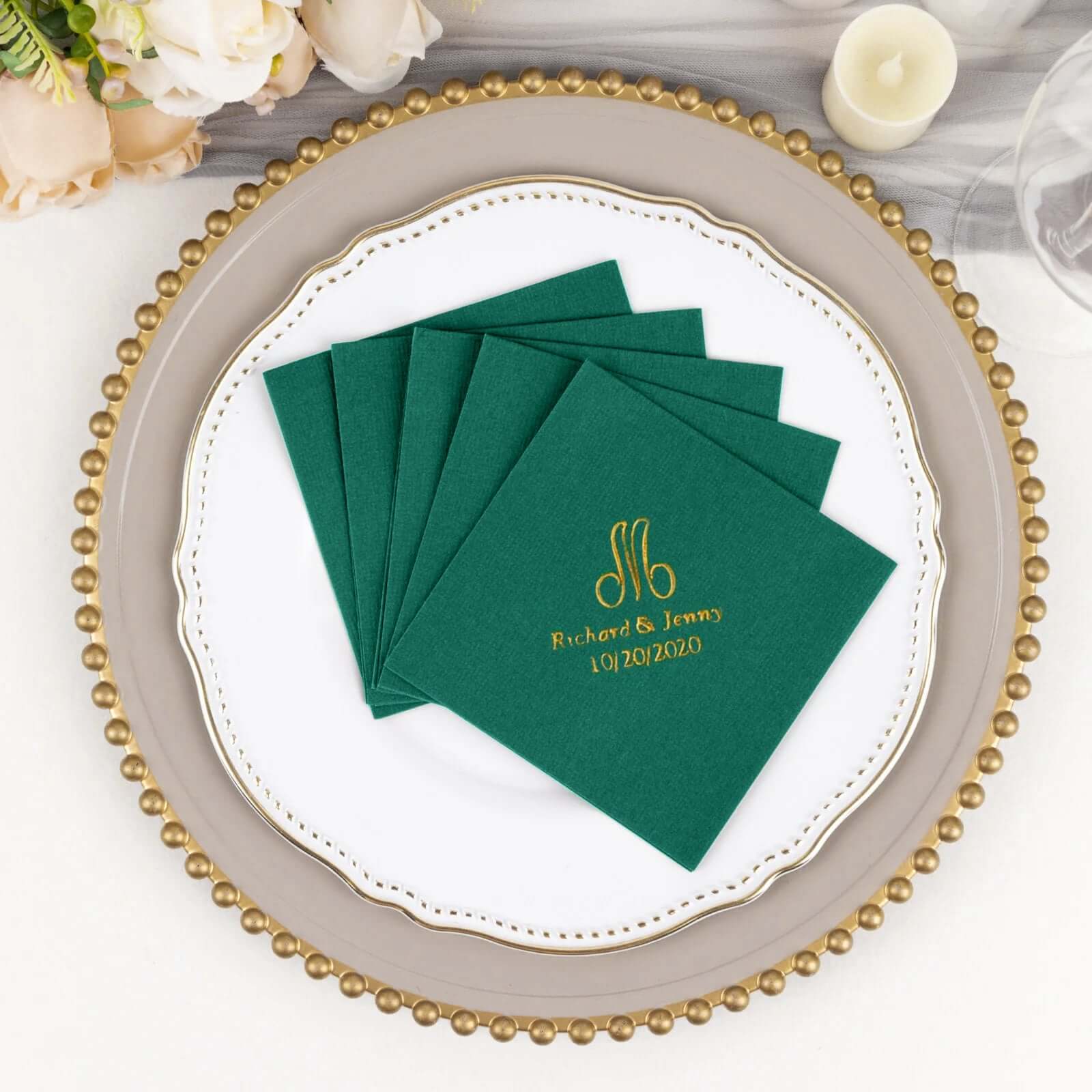 100-Pack Soft Airlaid Paper Beverage Napkins Personalized Monogram - Highly Absorbent Custom Initial Napkins - Image 13