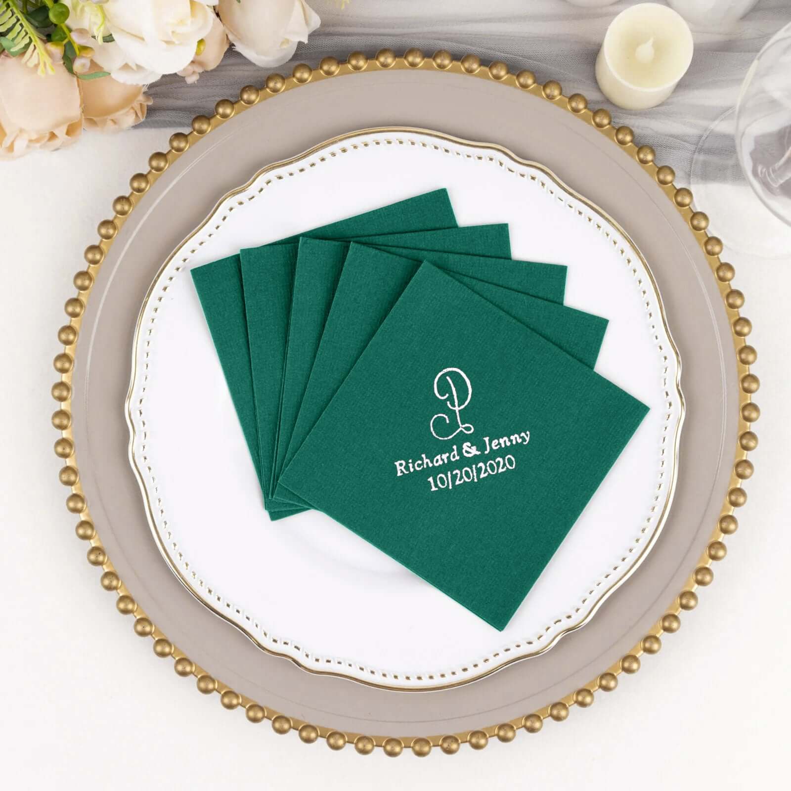100-Pack Soft Airlaid Paper Beverage Napkins Personalized Monogram - Highly Absorbent Custom Initial Napkins - Image 14