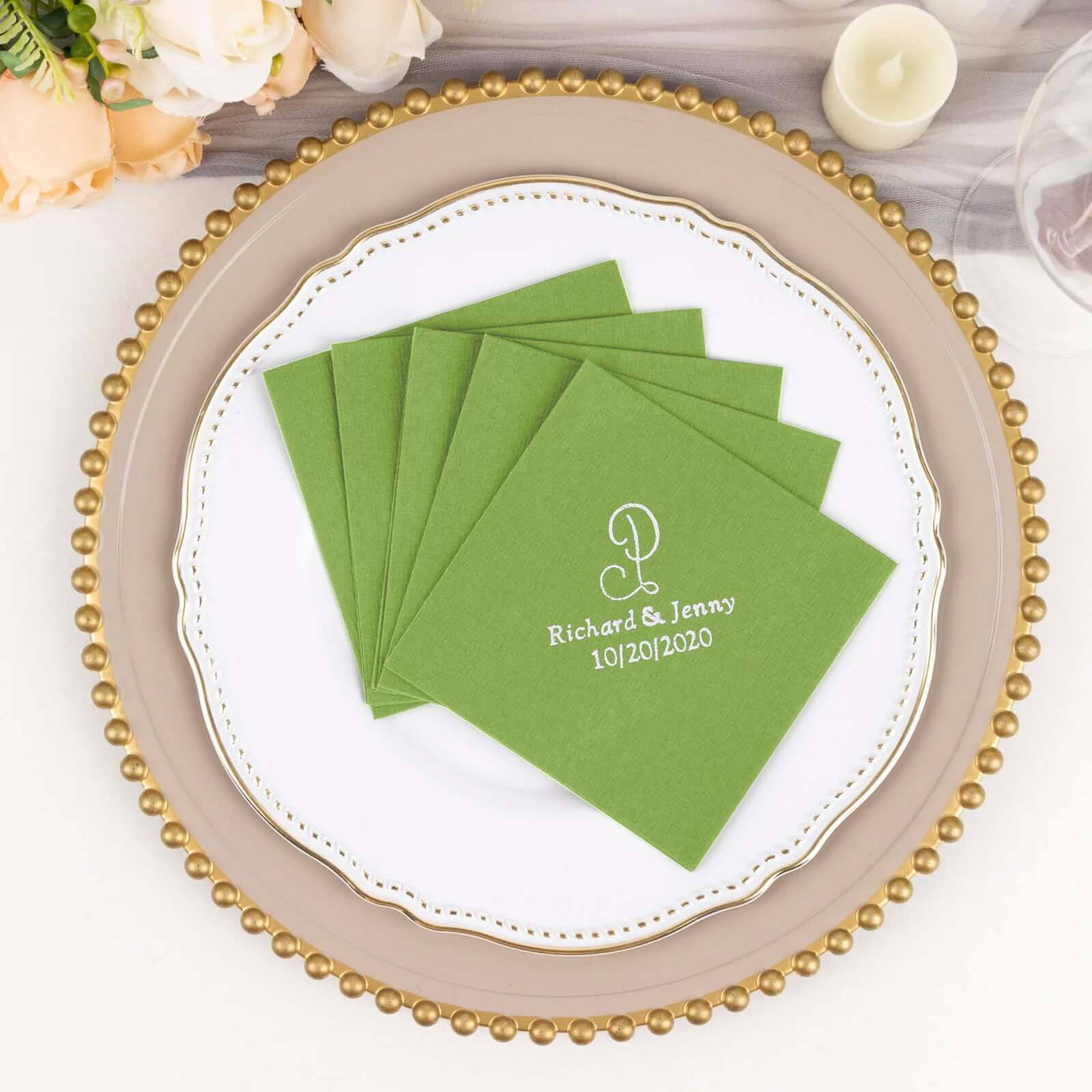 100-Pack Soft Airlaid Paper Beverage Napkins Personalized Monogram - Highly Absorbent Custom Initial Napkins - Image 16