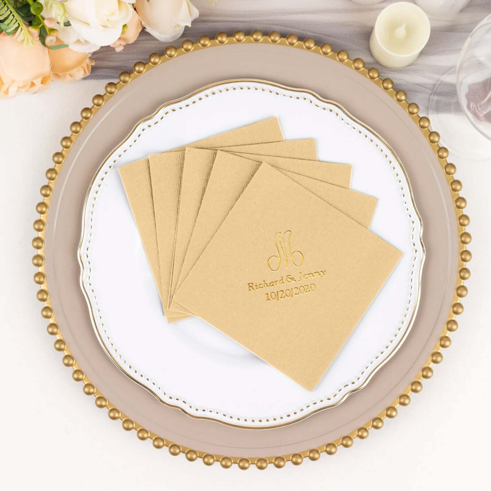 100-Pack Soft Airlaid Paper Beverage Napkins Personalized Monogram - Highly Absorbent Custom Initial Napkins - Image 17