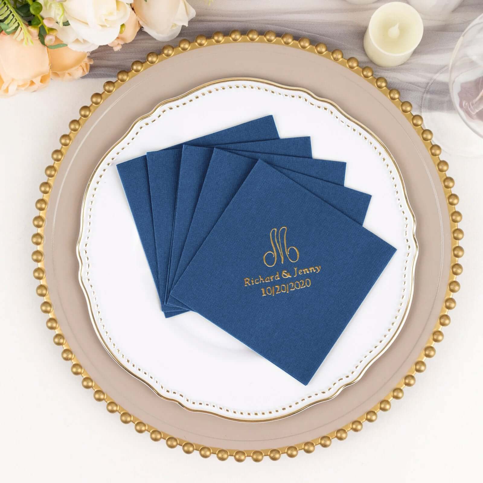 100-Pack Soft Airlaid Paper Beverage Napkins Personalized Monogram - Highly Absorbent Custom Initial Napkins - Image 19