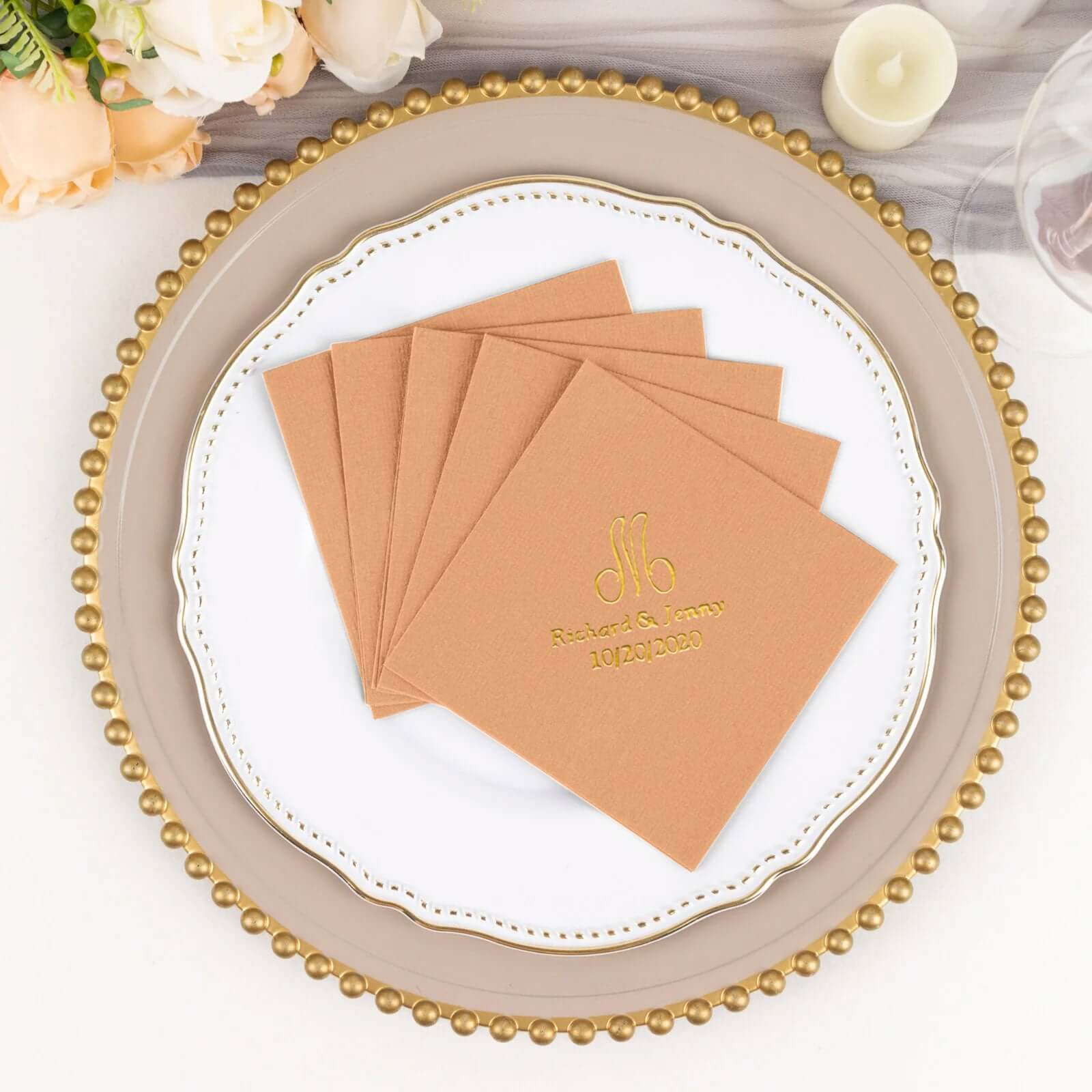 100-Pack Soft Airlaid Paper Beverage Napkins Personalized Monogram - Highly Absorbent Custom Initial Napkins - Image 25