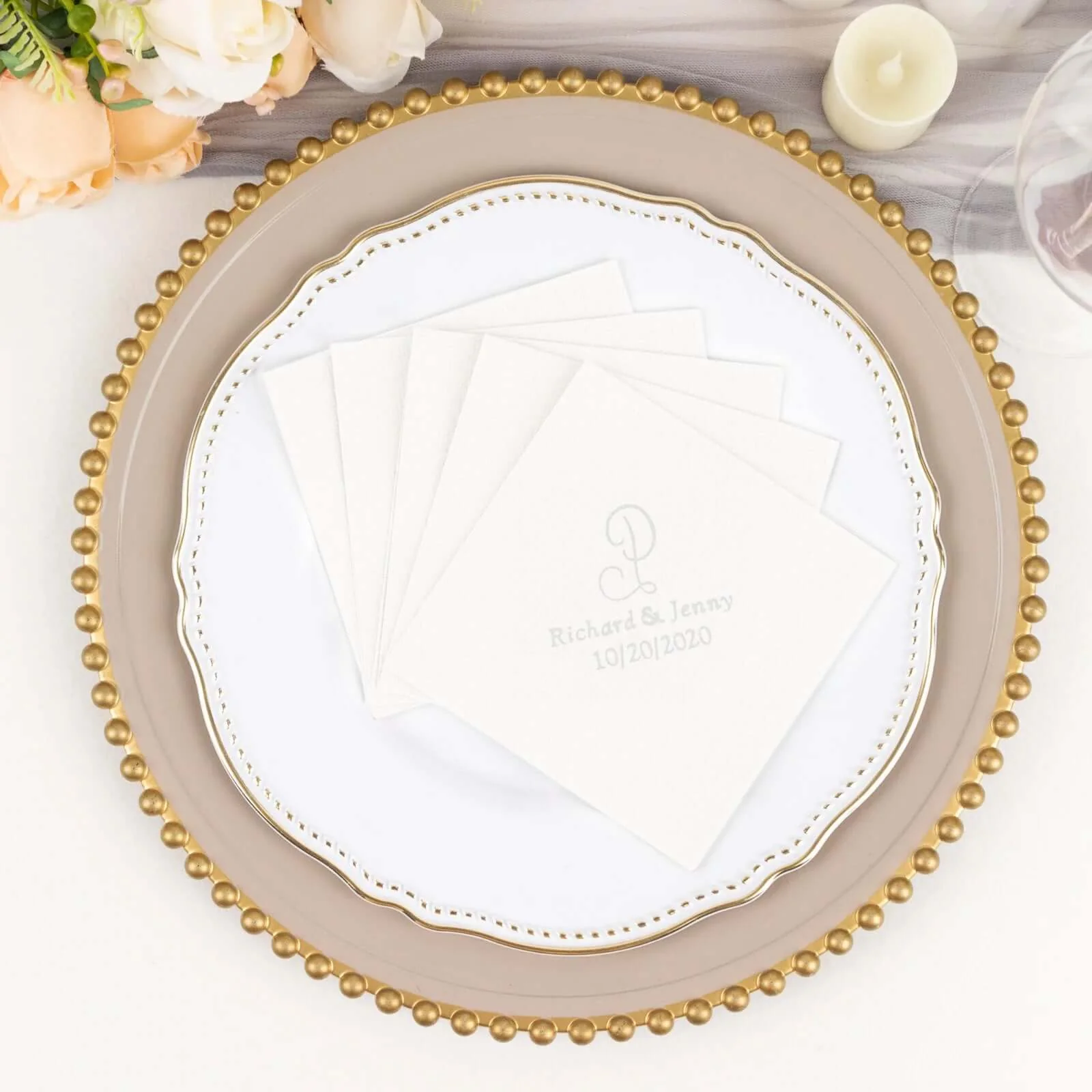 100-Pack Soft Airlaid Paper Beverage Napkins Personalized Monogram - Highly Absorbent Custom Initial Napkins - Image 28