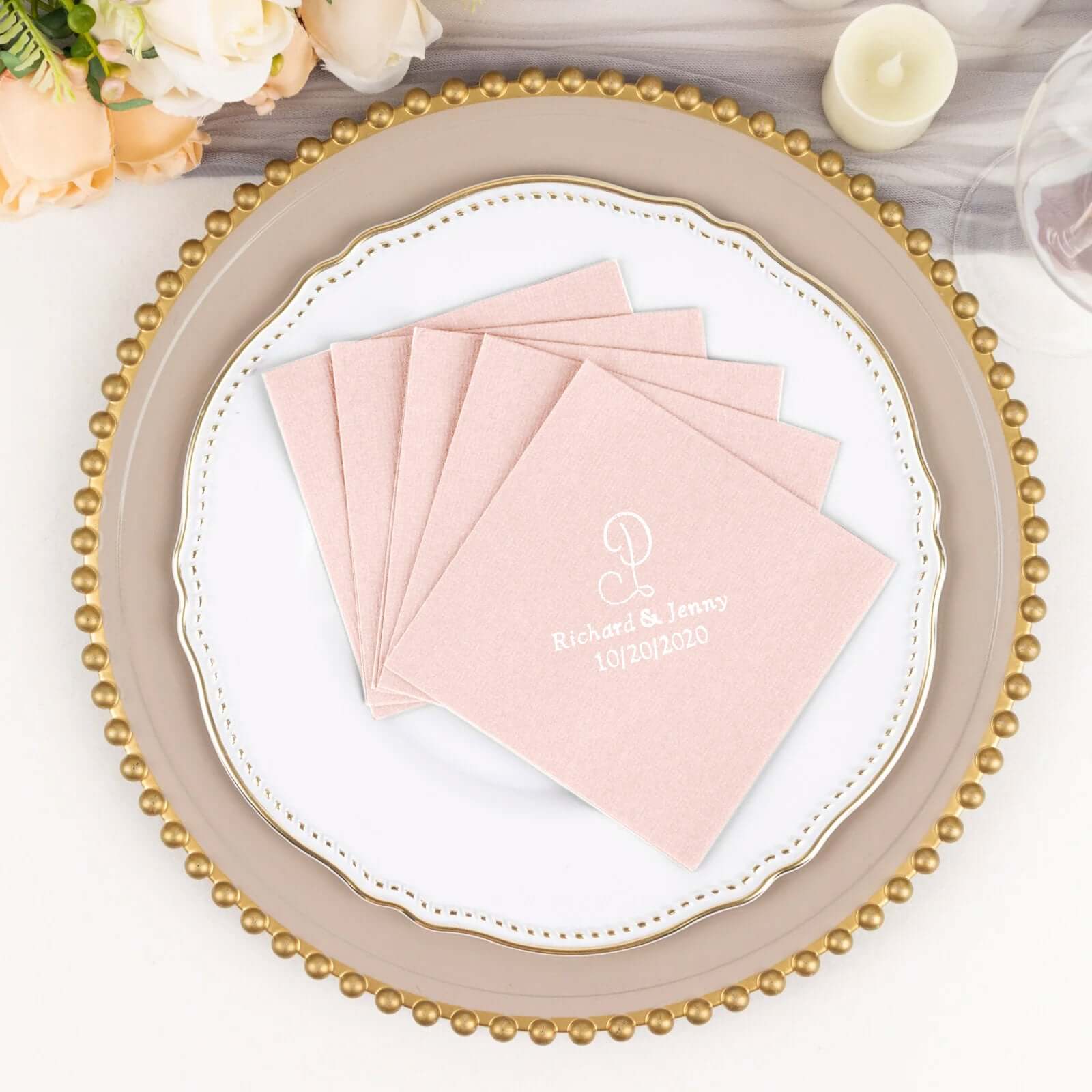100-Pack Soft Airlaid Paper Beverage Napkins Personalized Monogram - Highly Absorbent Custom Initial Napkins - Image 4
