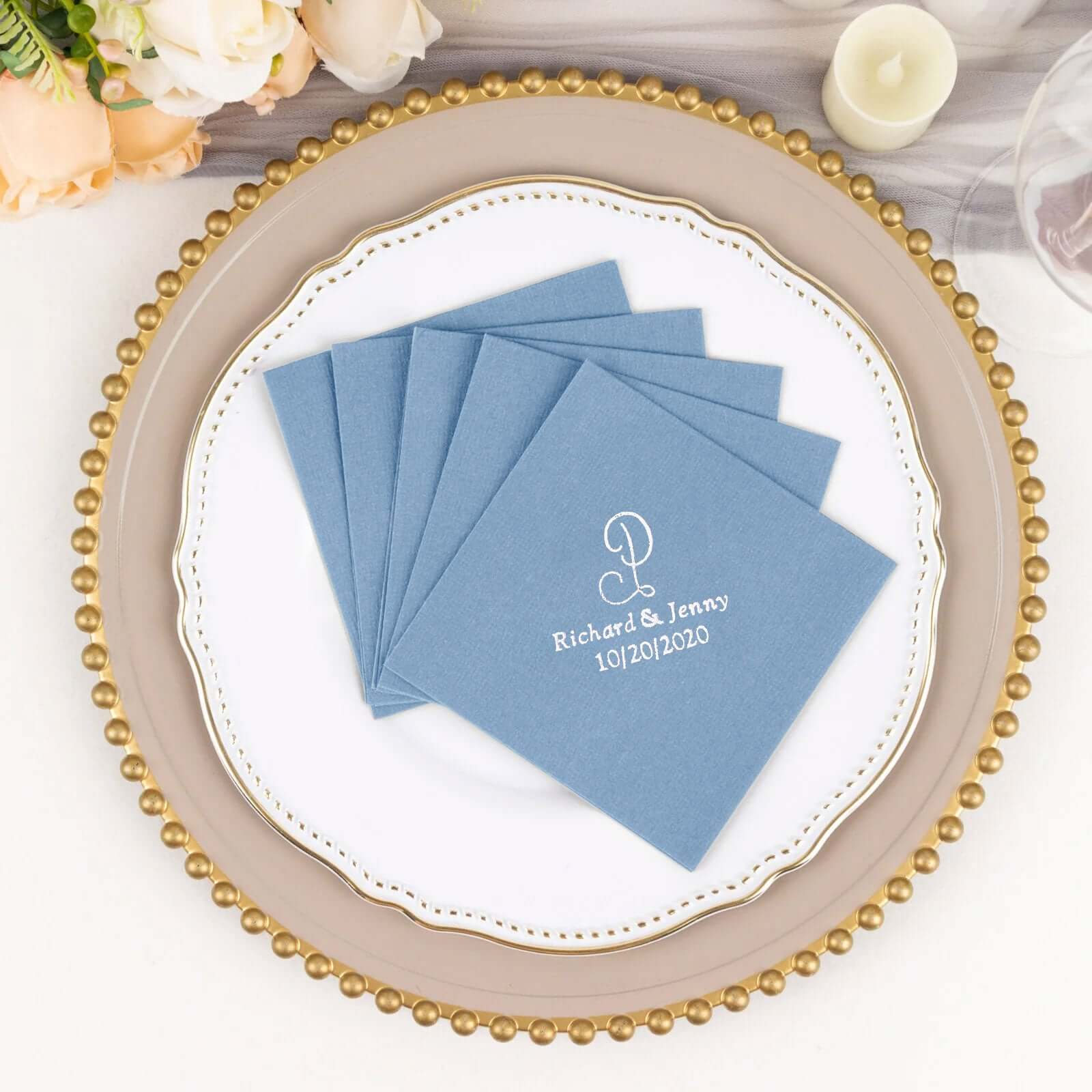 100-Pack Soft Airlaid Paper Beverage Napkins Personalized Monogram - Highly Absorbent Custom Initial Napkins - Image 8