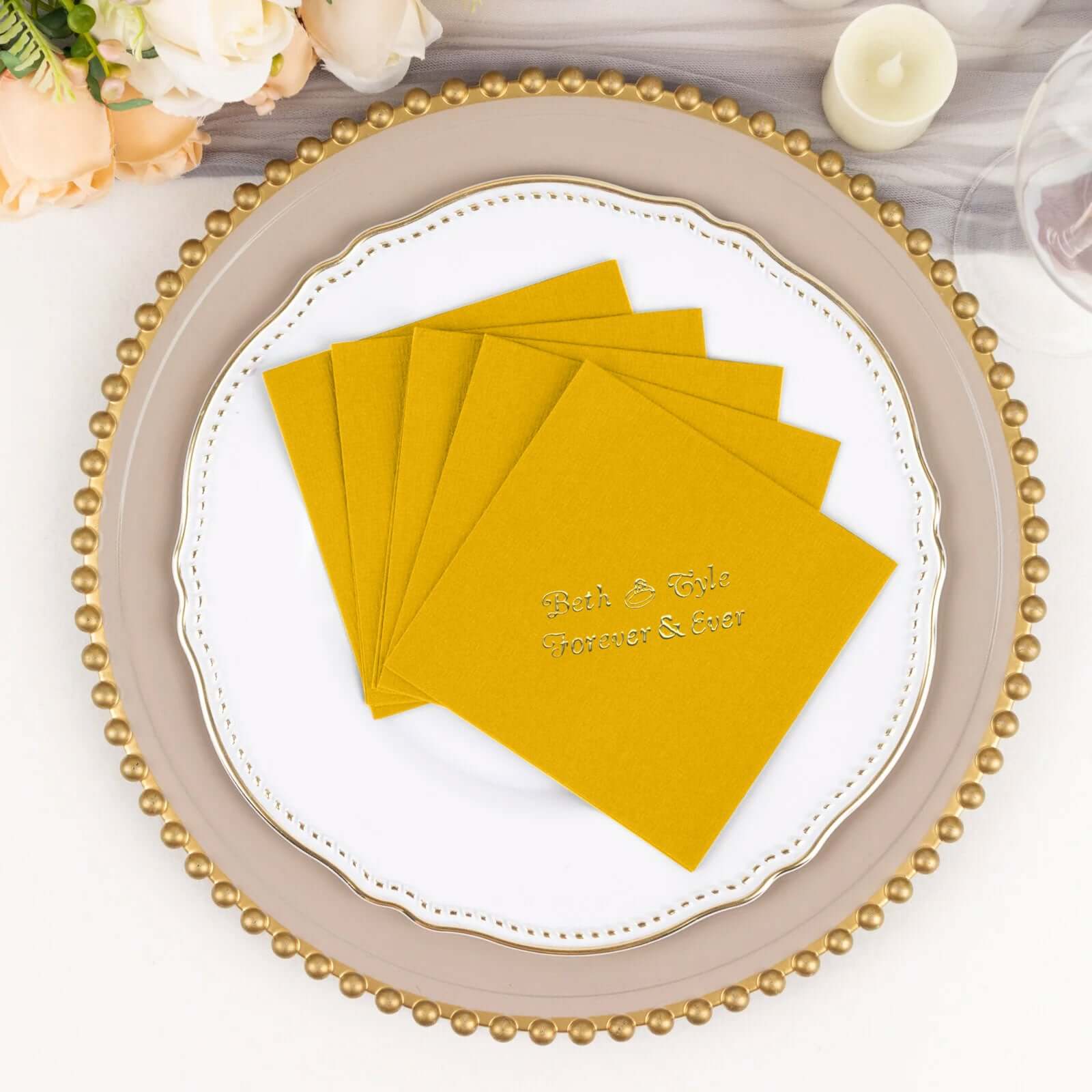 100-Pack Soft Airlaid Paper Beverage Napkins Personalized Small Emblem - Highly Absorbent Custom Napkins - Image 11