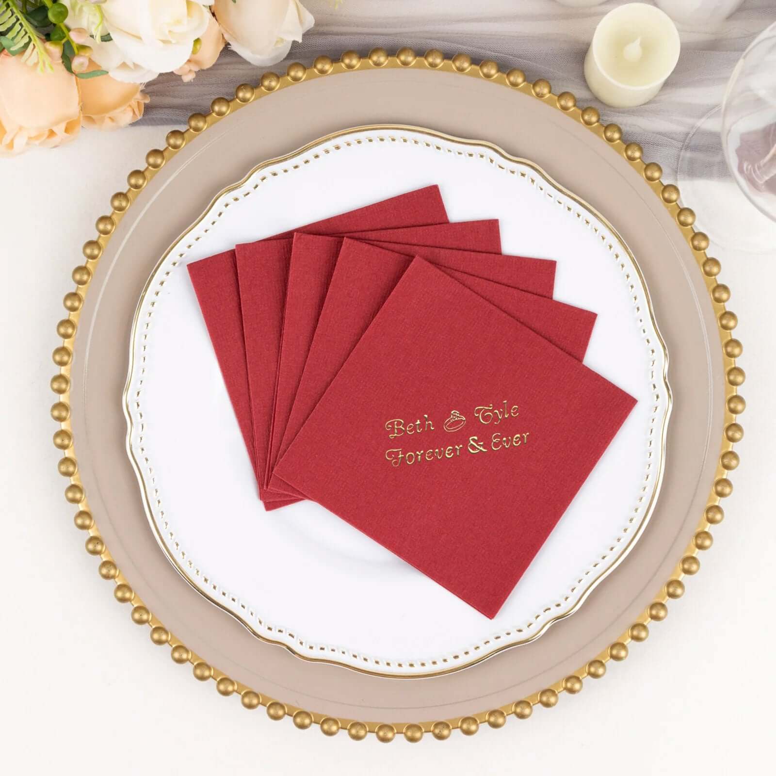 100-Pack Soft Airlaid Paper Beverage Napkins Personalized Small Emblem - Highly Absorbent Custom Napkins - Image 9