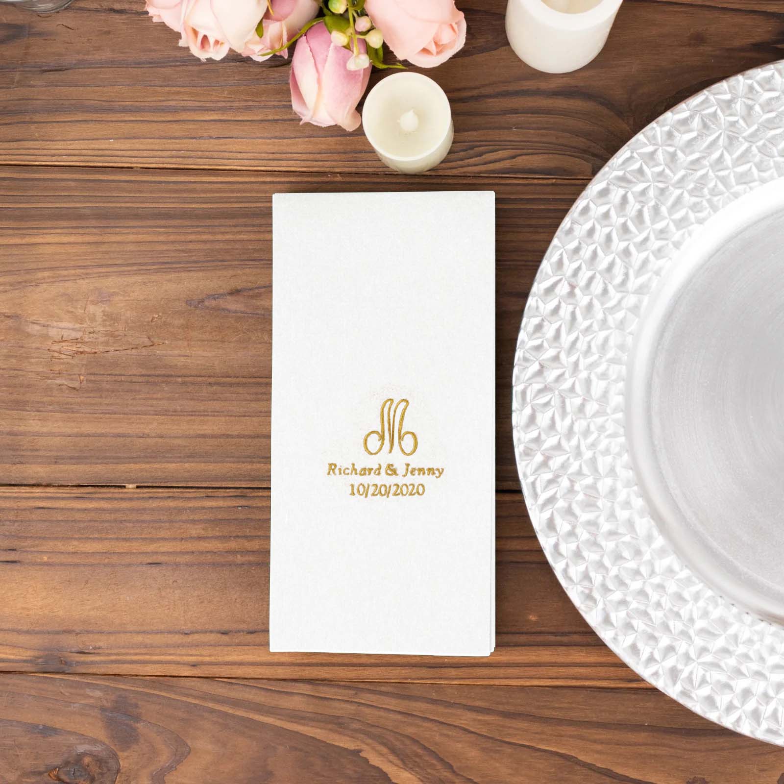 100-Pack Soft Airlaid Paper Dinner Napkins Personalized Monogram - Custom Highly Absorbent Napkins for Events - Image 28