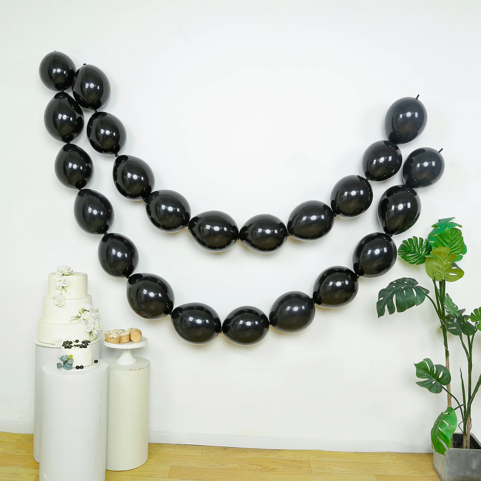 100 Pcs Biodegradable Quick Link Balloons 10" Matte Pastel Black, Latex Linking Balloons for Balloon Chains, Garland, Arch, Backdrop & Wall Decor - Image 6