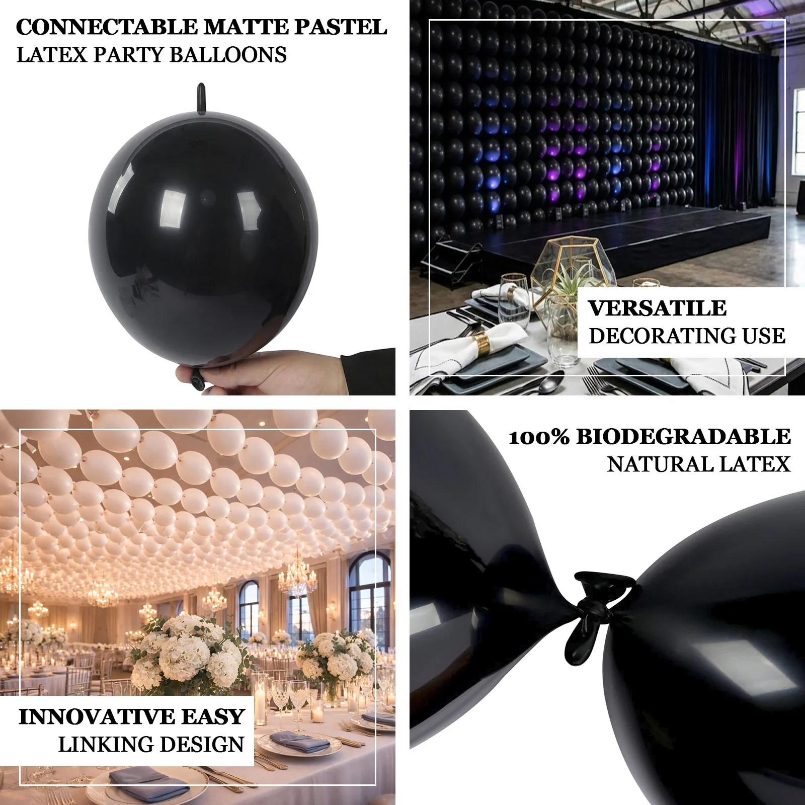 100 Pcs Biodegradable Quick Link Balloons 12" Matte Pastel White, Latex Linking Balloons for Balloon Chains, Garland, Arch, Backdrop & Wall Decor - Image 5
