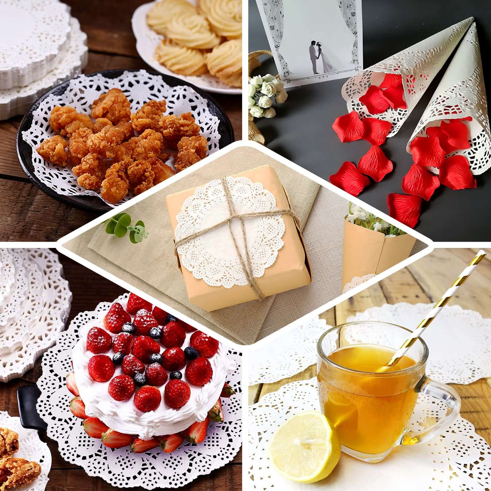 100 Pcs Paper Round Placemats 14" White - Food Grade Lace Paper Doilies for Desserts, Crafts & Table Decor - Image 5