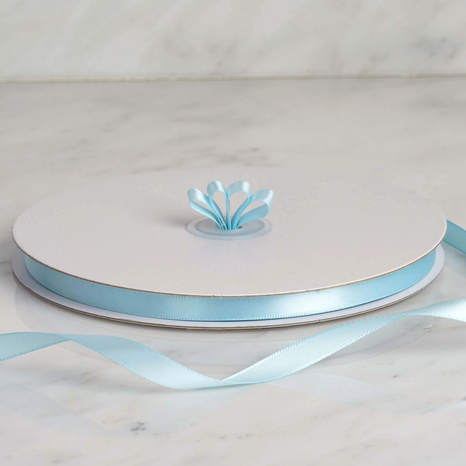 Light Blue Single Face Decorative Satin Ribbon 100 Yards 3/8" - Image 8