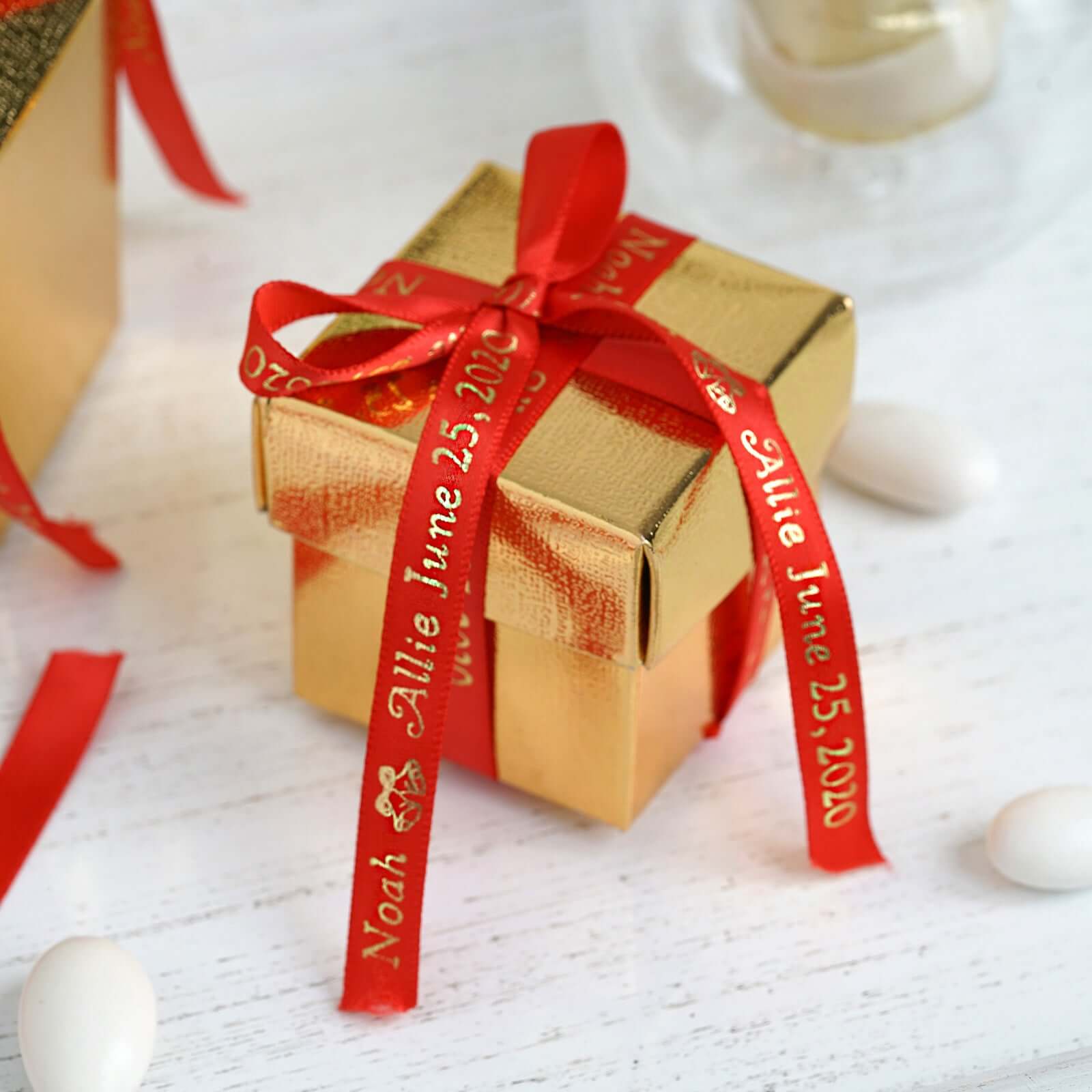 Personalized Continuous Satin Ribbon Roll For Wedding Party Favors 100 Yards 3/8"