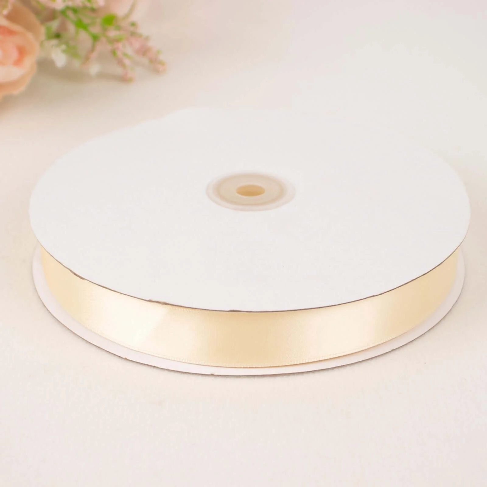 Ivory Single Face Decorative Satin Ribbon 100 Yards 7/8" - Image 9