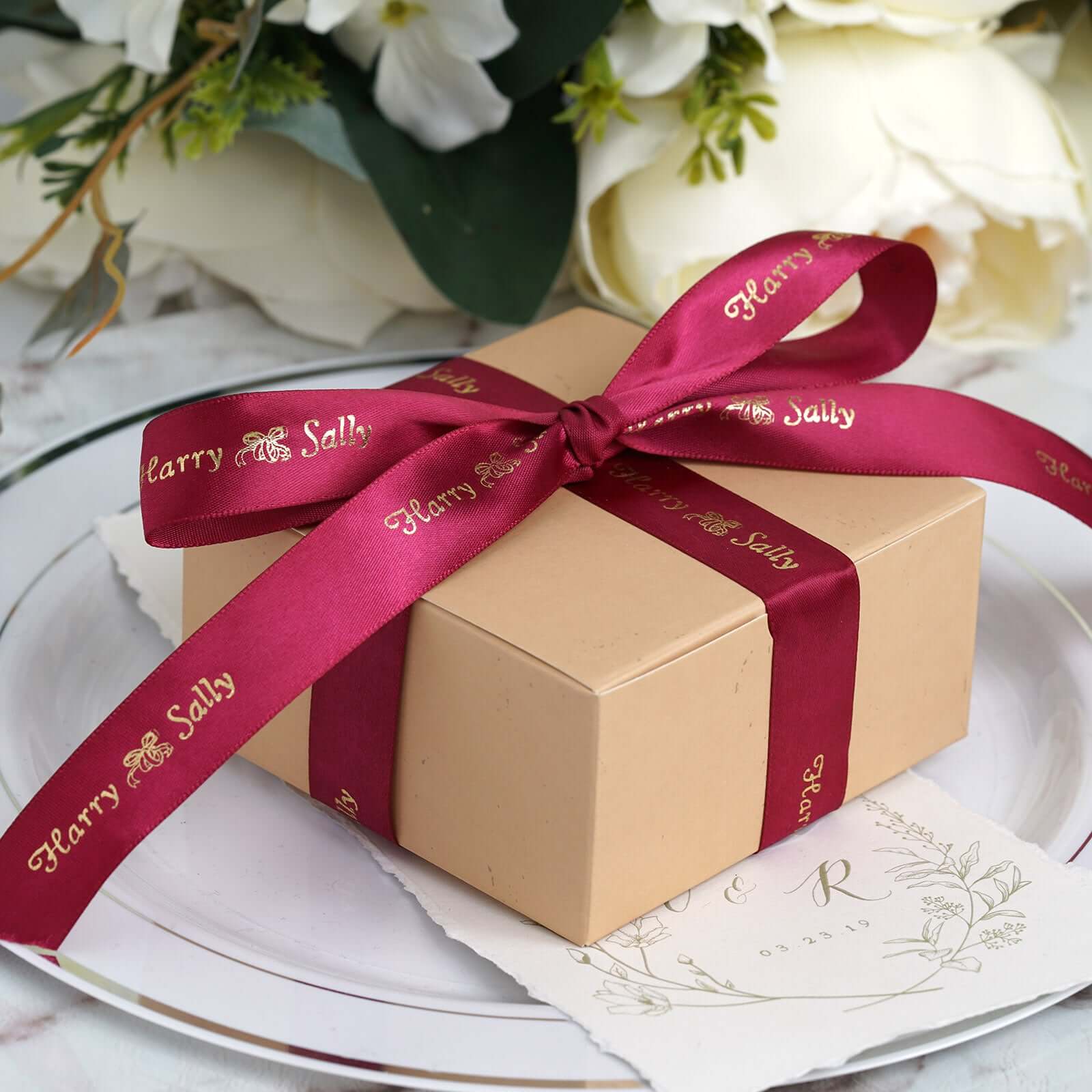 Personalized Continuous Satin Ribbon Roll For Wedding Party Favors 100 Yards 7/8" - Image 2