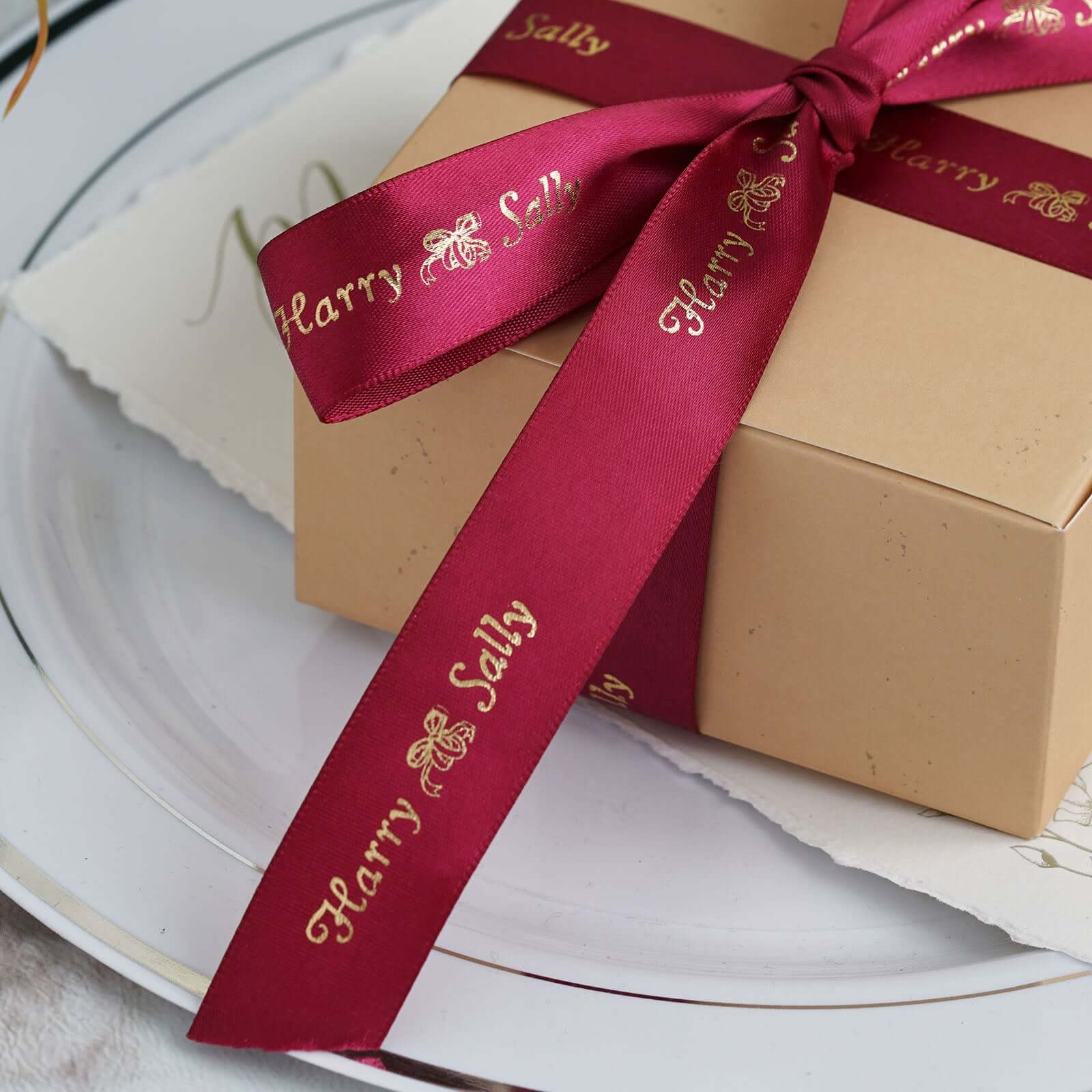 Personalized Continuous Satin Ribbon Roll For Wedding Party Favors 100 Yards 7/8" - Image 6