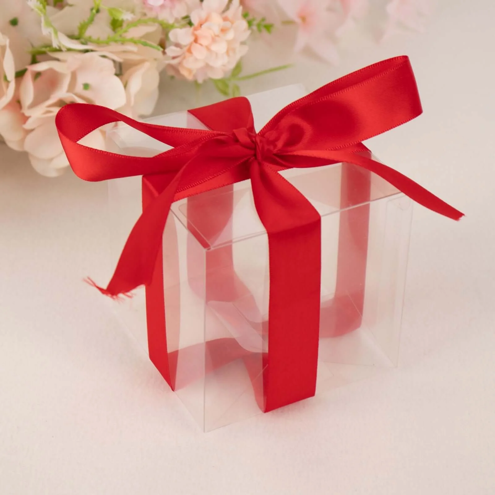 Red Single Face Decorative Satin Ribbon 100 Yards 7/8"