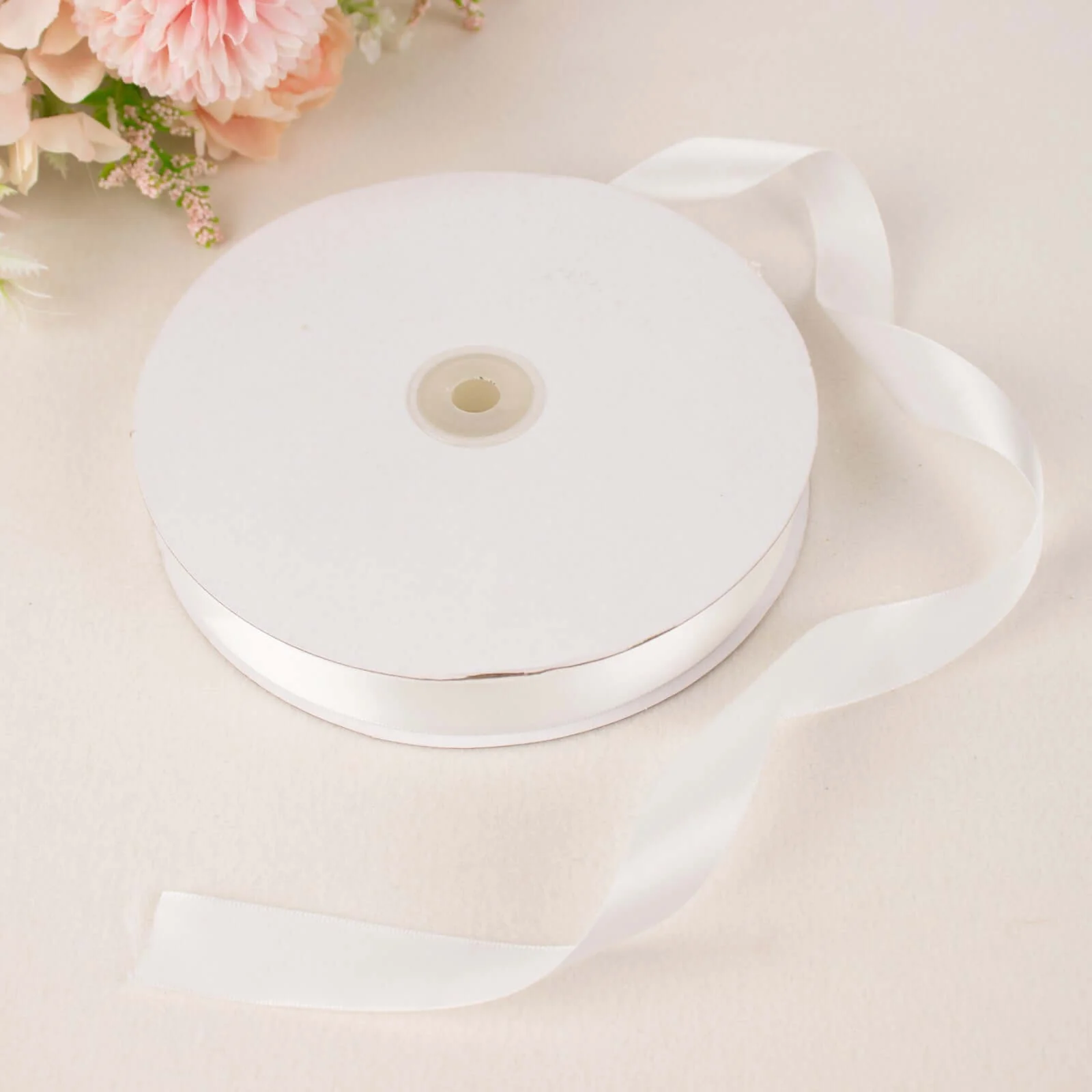 White Single Face Decorative Satin Ribbon 100 Yards 7/8" - Image 8