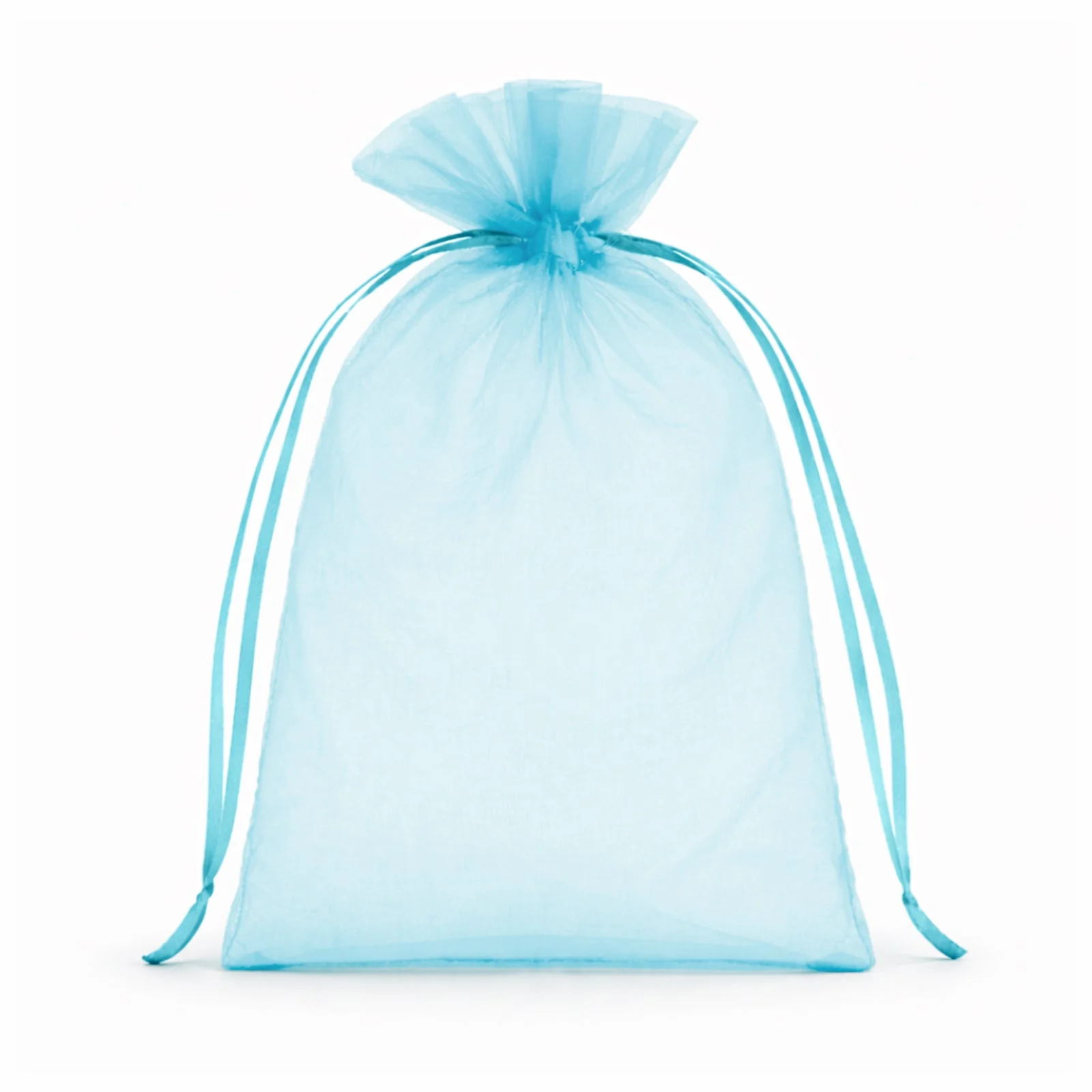 100 Pack Turquoise Organza Drawstring Gift Bags, 5" x 7" – Wedding Party Favor Bags - Image 2