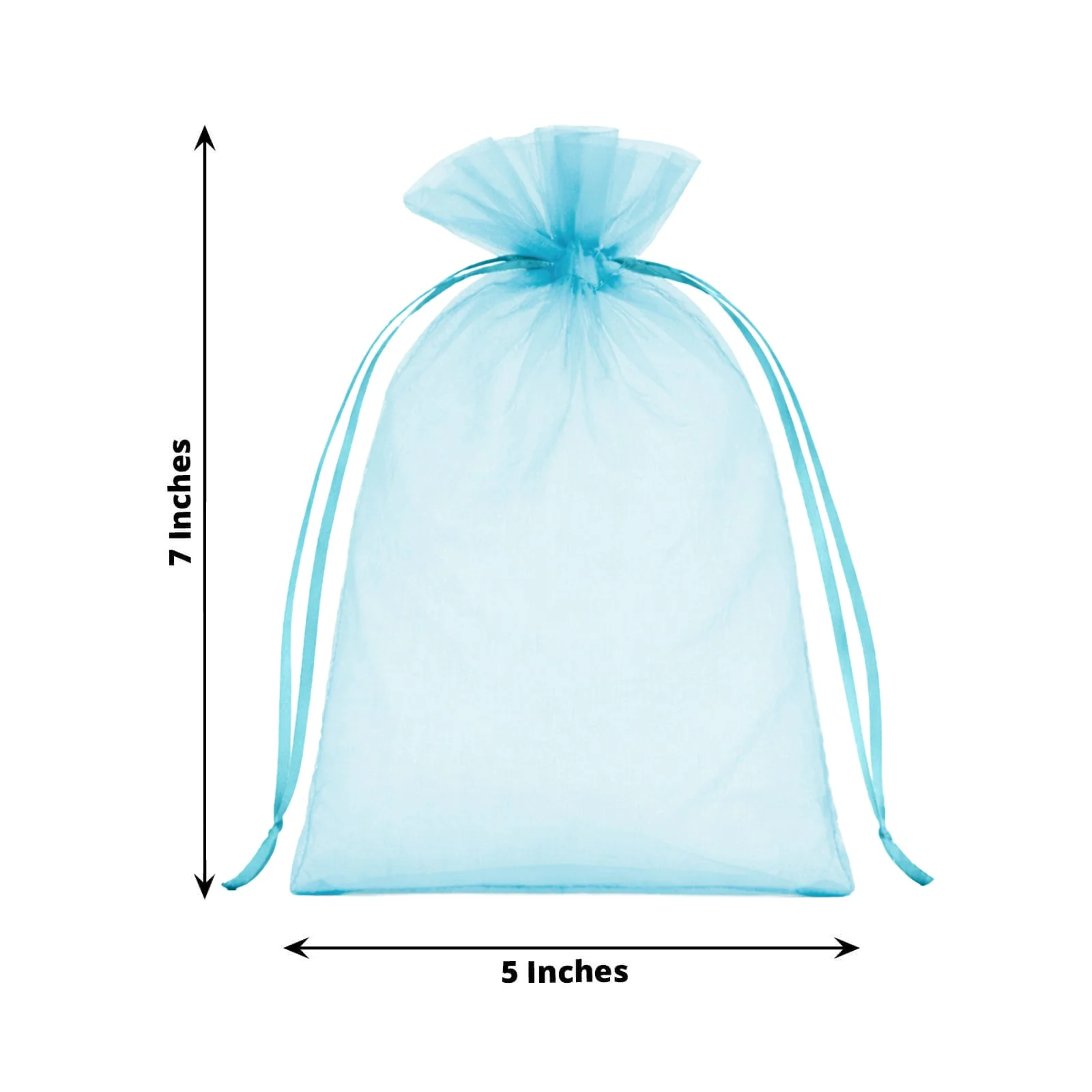 100 Pack Turquoise Organza Drawstring Gift Bags, 5" x 7" – Wedding Party Favor Bags - Image 3