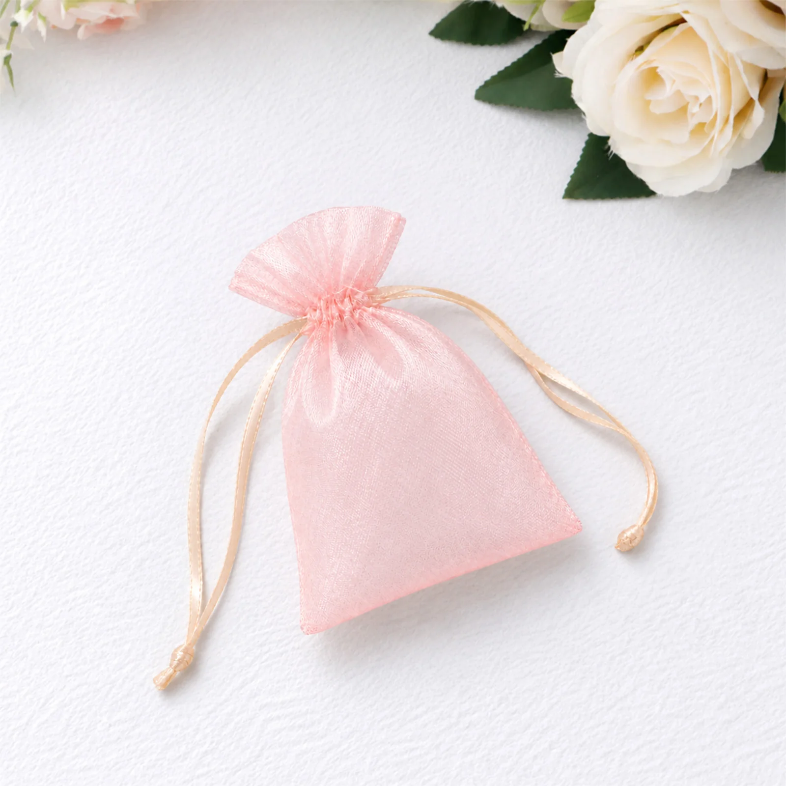 100 Pack Blush Organza Drawstring Favor Bags 3" x 4" – Wedding Party Gift Bags - Image 8