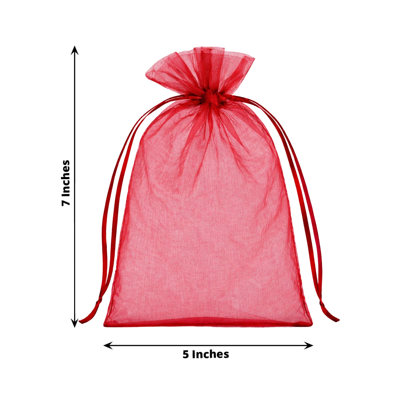 100 Pack Burgundy Organza Drawstring Gift Bags, 5" x 7" – Wedding Party Favor Bags - Image 3