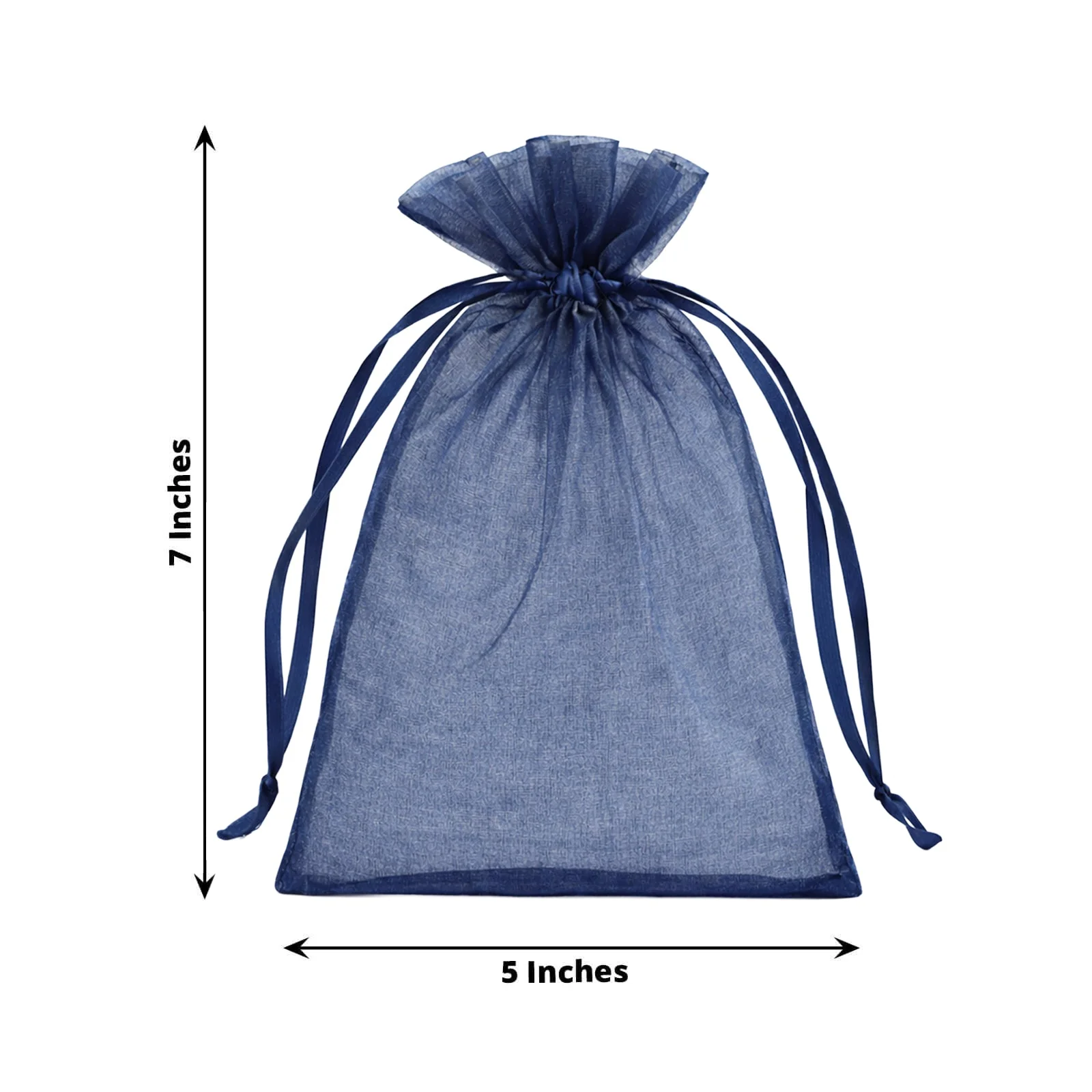 100 Pack Navy Blue Organza Drawstring Gift Bags, 5" x 7" – Wedding Party Favor Bags - Image 3