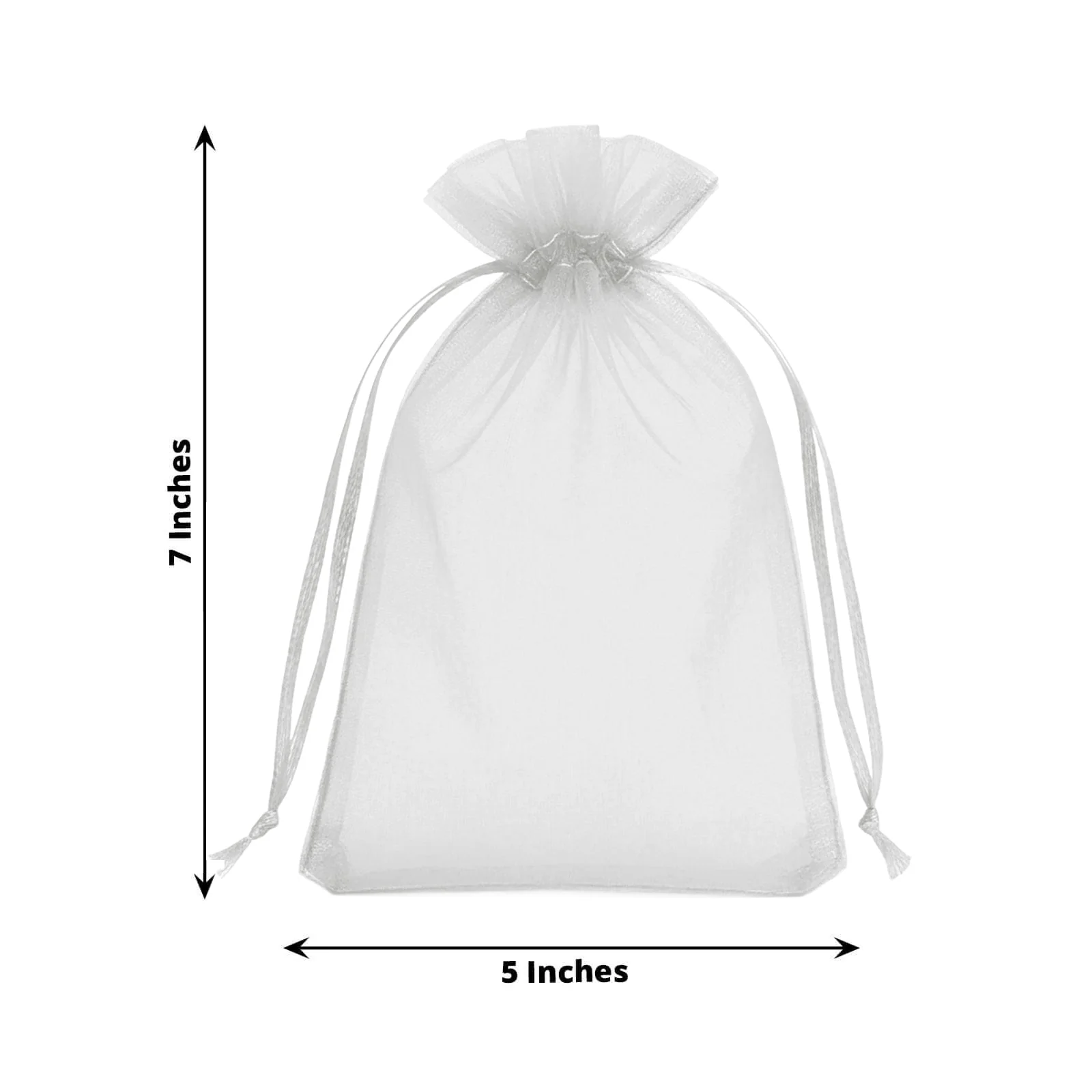 100 Pack Silver Organza Drawstring Gift Bags, 5" x 7" – Wedding Party Favor Bags - Image 3