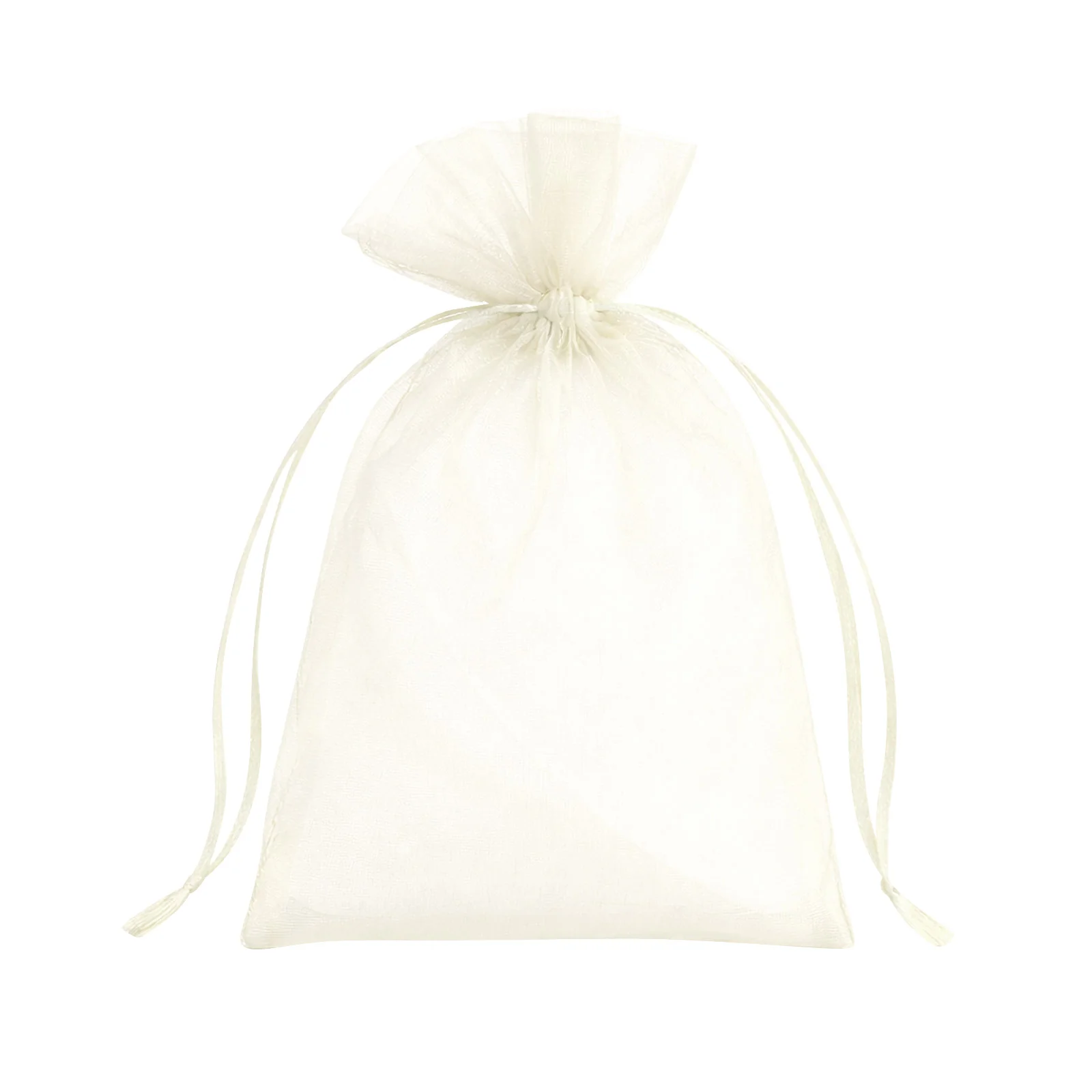 100 Pack Ivory Organza Drawstring Gift Bags, 4" x 6" – Wedding Party Favor Bags - Image 2